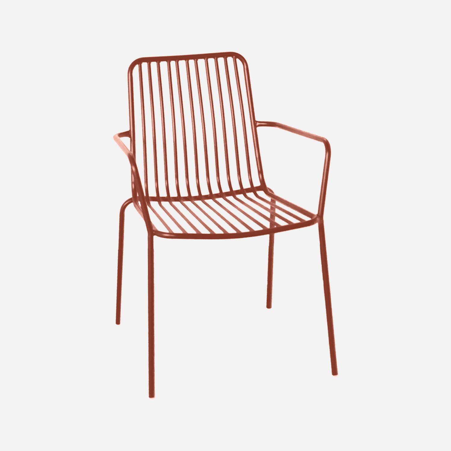Table de jardin métal + 4 chaises et 2 fauteuils terracotta Photo4