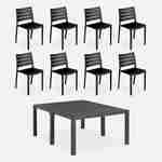 Table de jardin modulable 3 en 1 résine de synthèse + 8 chaises empilables  Photo1