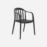 Table de jardin rectangulaire 3 en 1 en résine de synthèse graphite + 8 fauteuils empilables  Photo3