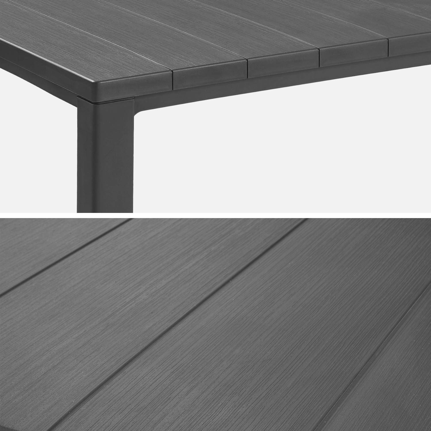 Table de jardin rectangulaire 3 en 1 en résine de synthèse graphite + 8 fauteuils empilables ,sweeek,Photo4
