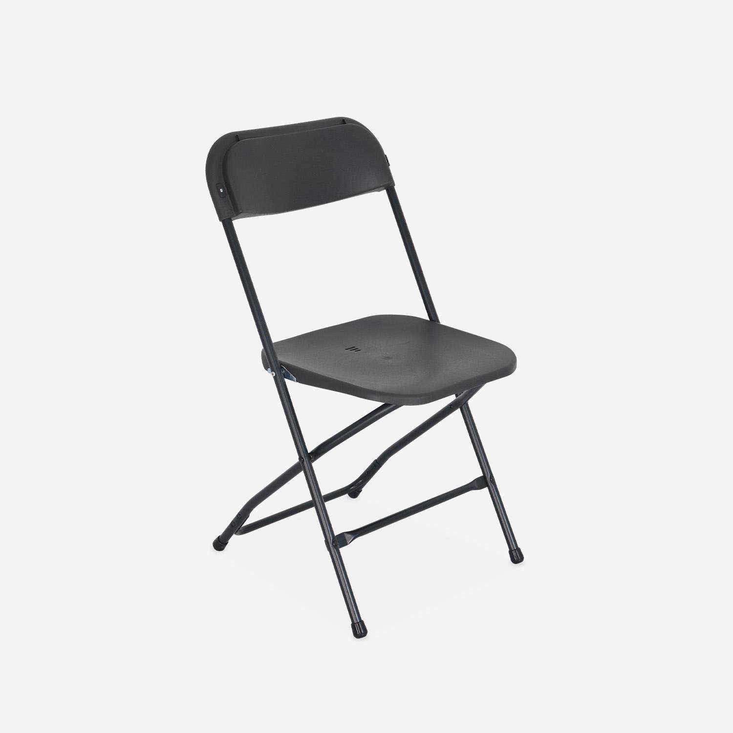 Lot de 2 tables de réception pliables en plastique gris 180cm + 12 chaises d'appoint, table de camping  Photo7