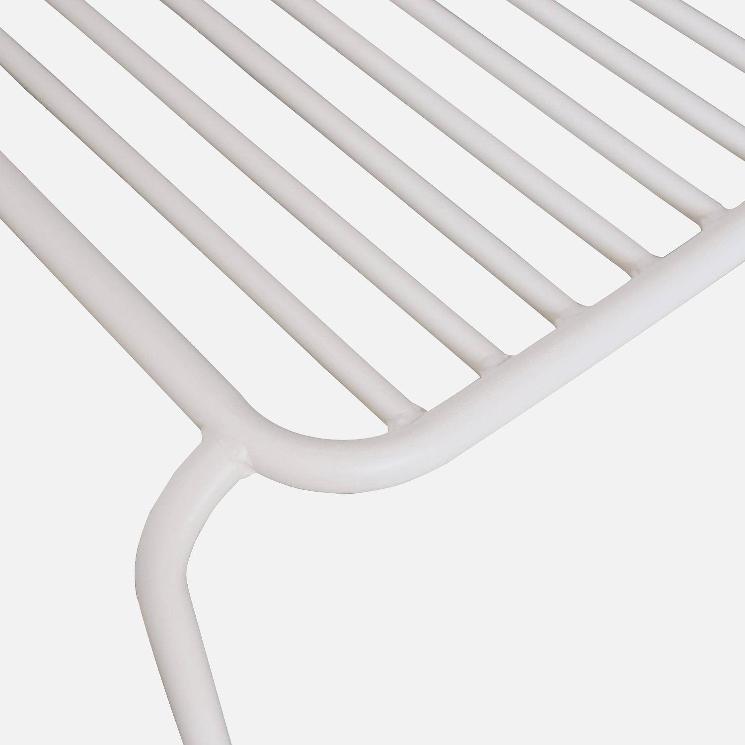 Table intérieur/extérieur en teck recyclé 220cm + 8 chaises en métal blanc ,sweeek,Photo6