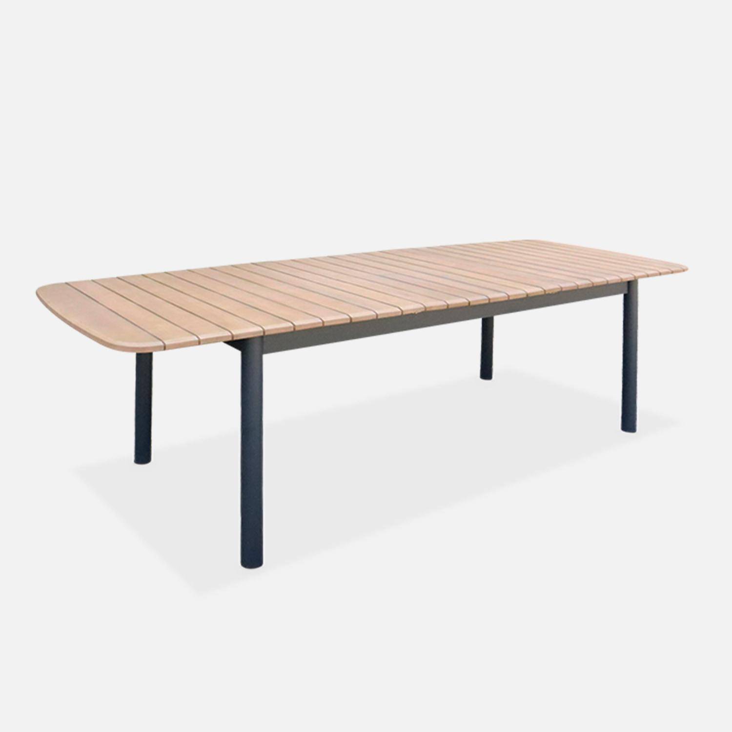 Table de jardin extensible en bois et aluminium 190/250cm 8 places Photo3