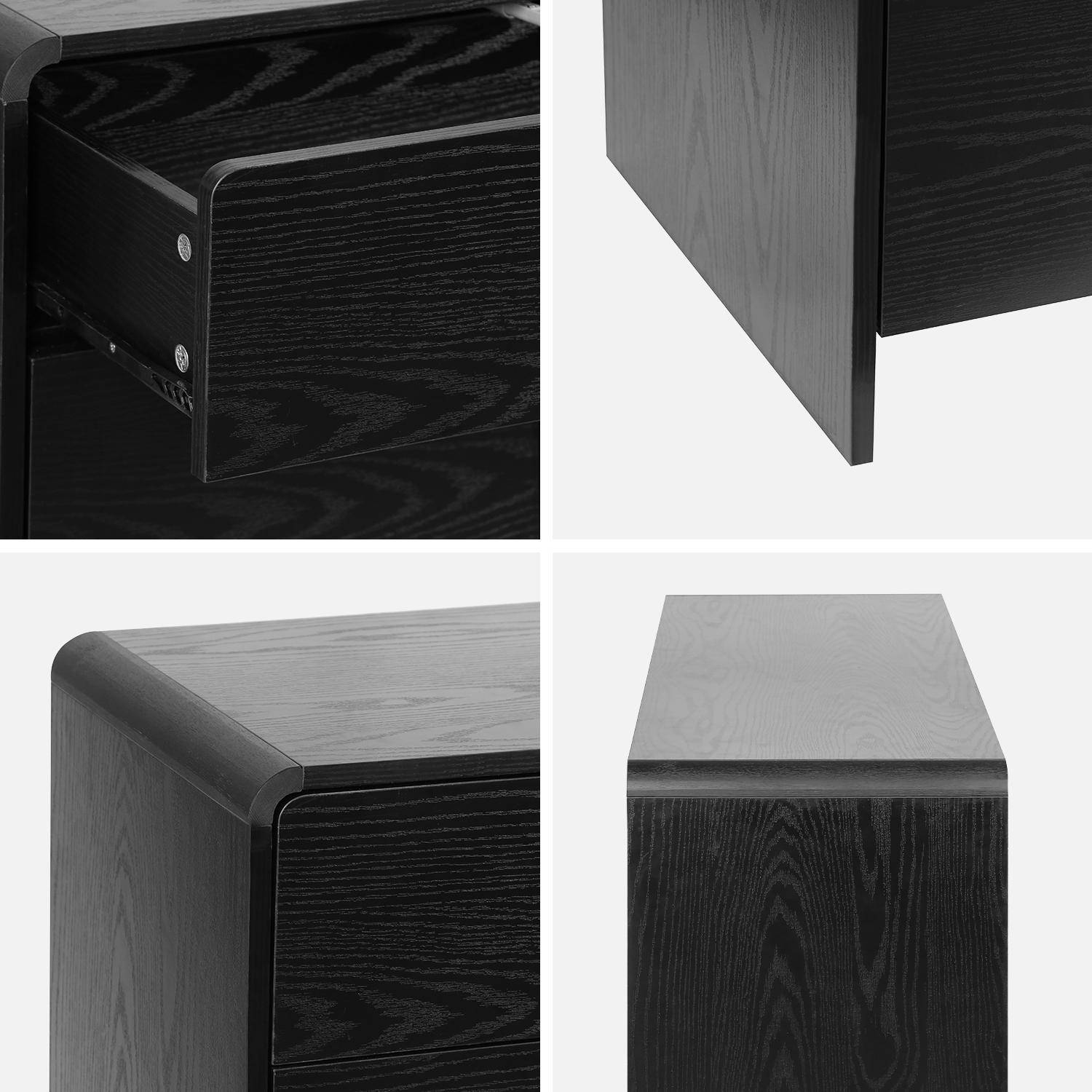Sideboard mit 2 Schubladen und 4 Türen in schwarzer Holzoptik abgerundet - Milo Photo6