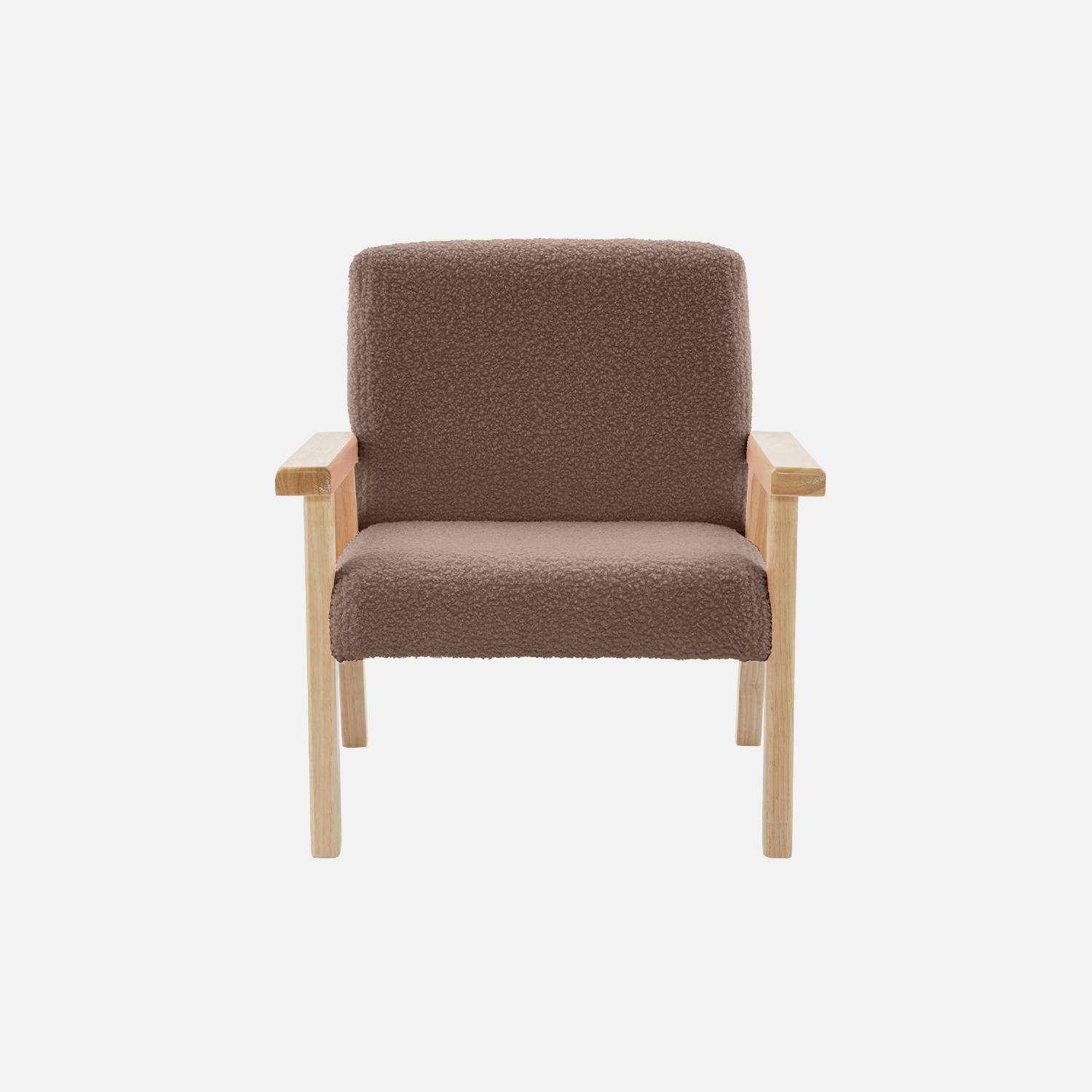 Kinderfauteuil in hout en taupe boucléstof, Isak, B 47 x D 43,5 x H 50cm Photo4