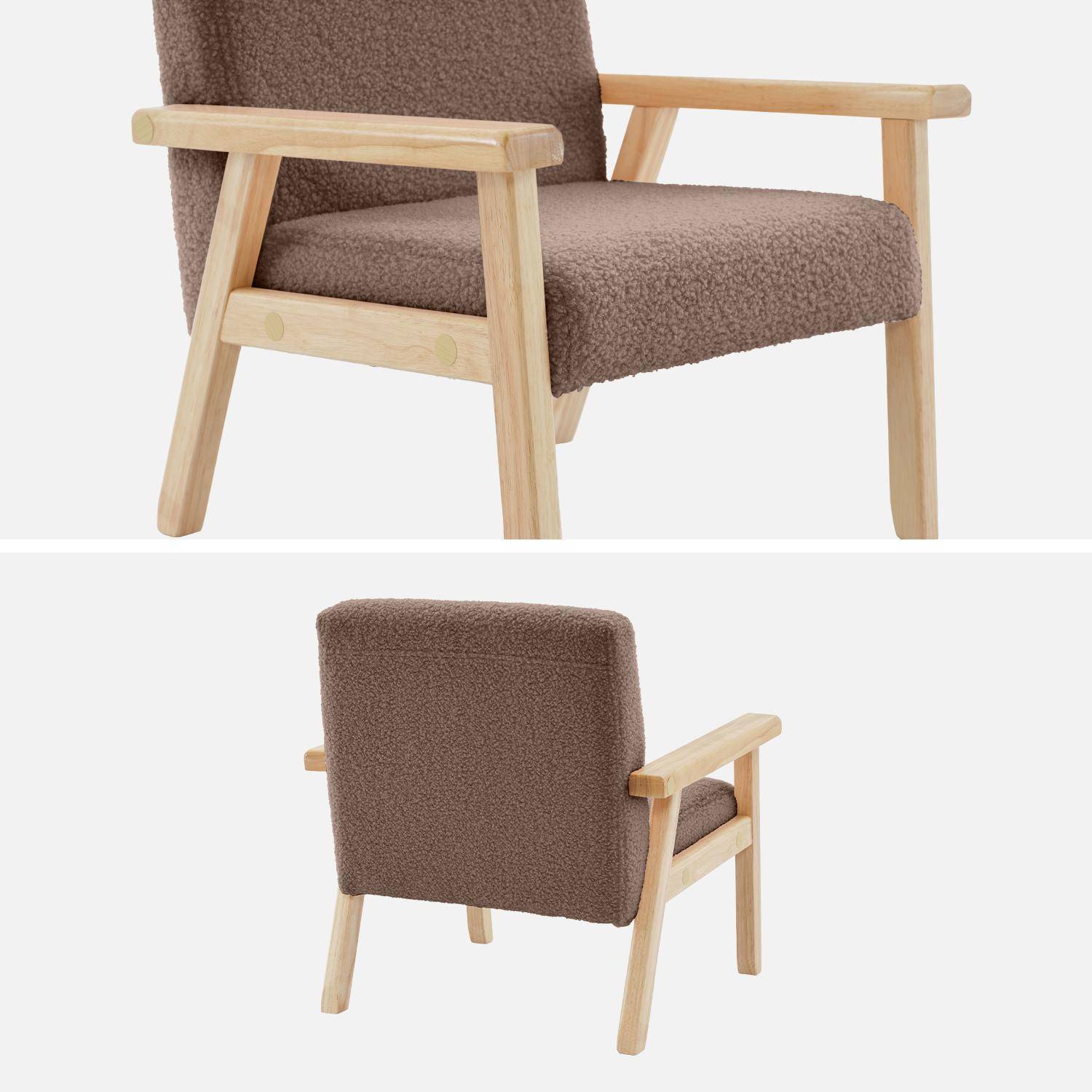 Kinderfauteuil in hout en taupe boucléstof, Isak, B 47 x D 43,5 x H 50cm Photo5
