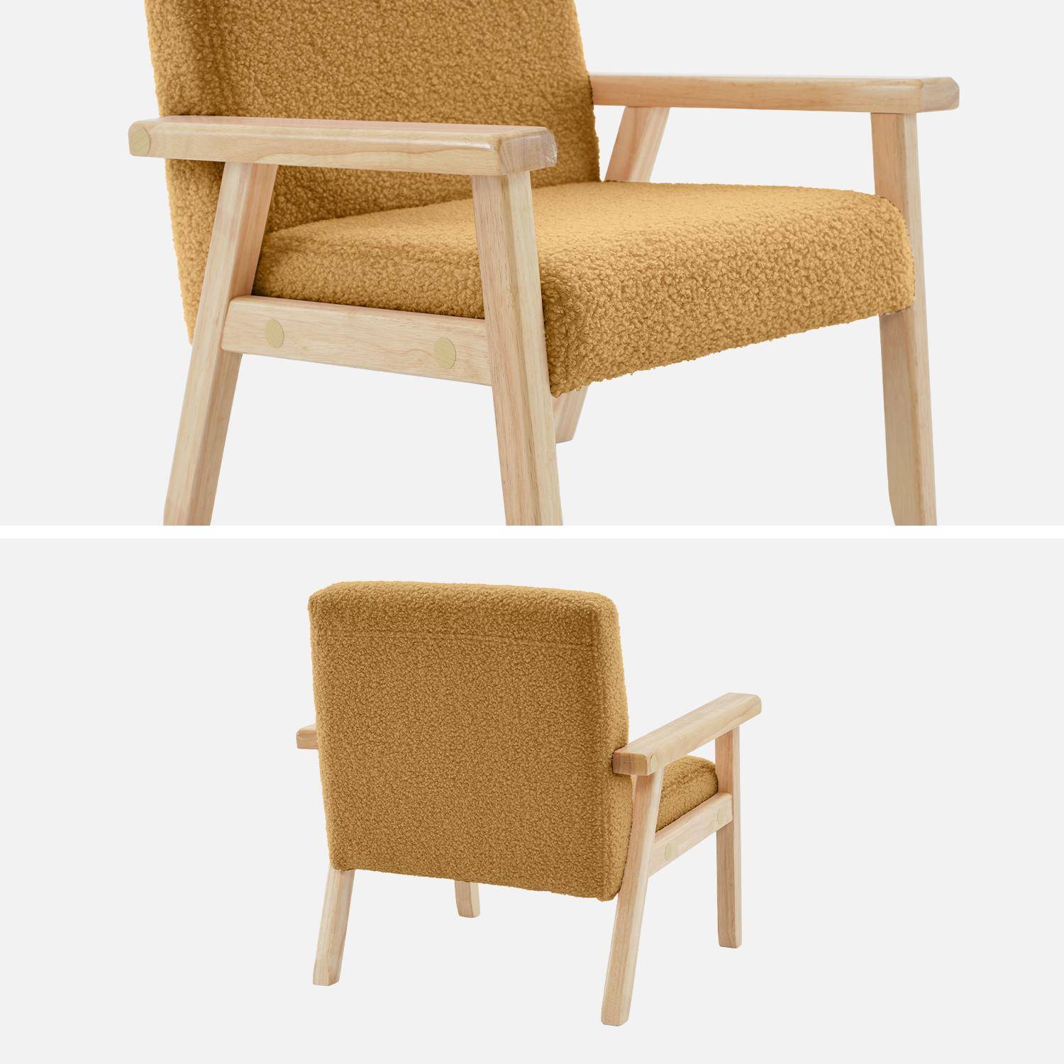 Kinderfauteuil in hout en gele boucléstof, Isak, B 47 x D 43,5 x H 50cm Photo5