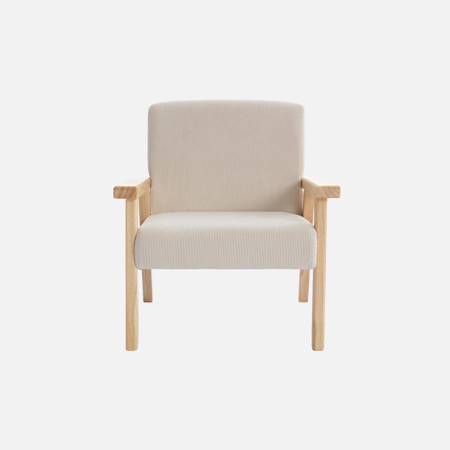 Fauteuil enfant en bois et velours côtelé beige, ISAK L 47 x P 43,5 x H 50cm Photo4