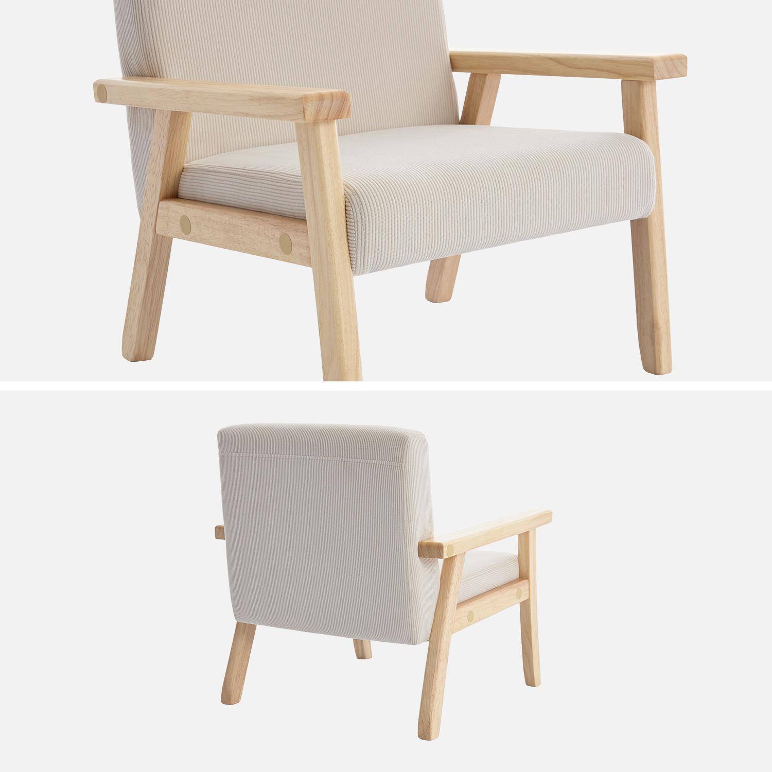 Fauteuil enfant en bois et velours côtelé beige, ISAK L 47 x P 43,5 x H 50cm,sweeek,Photo5