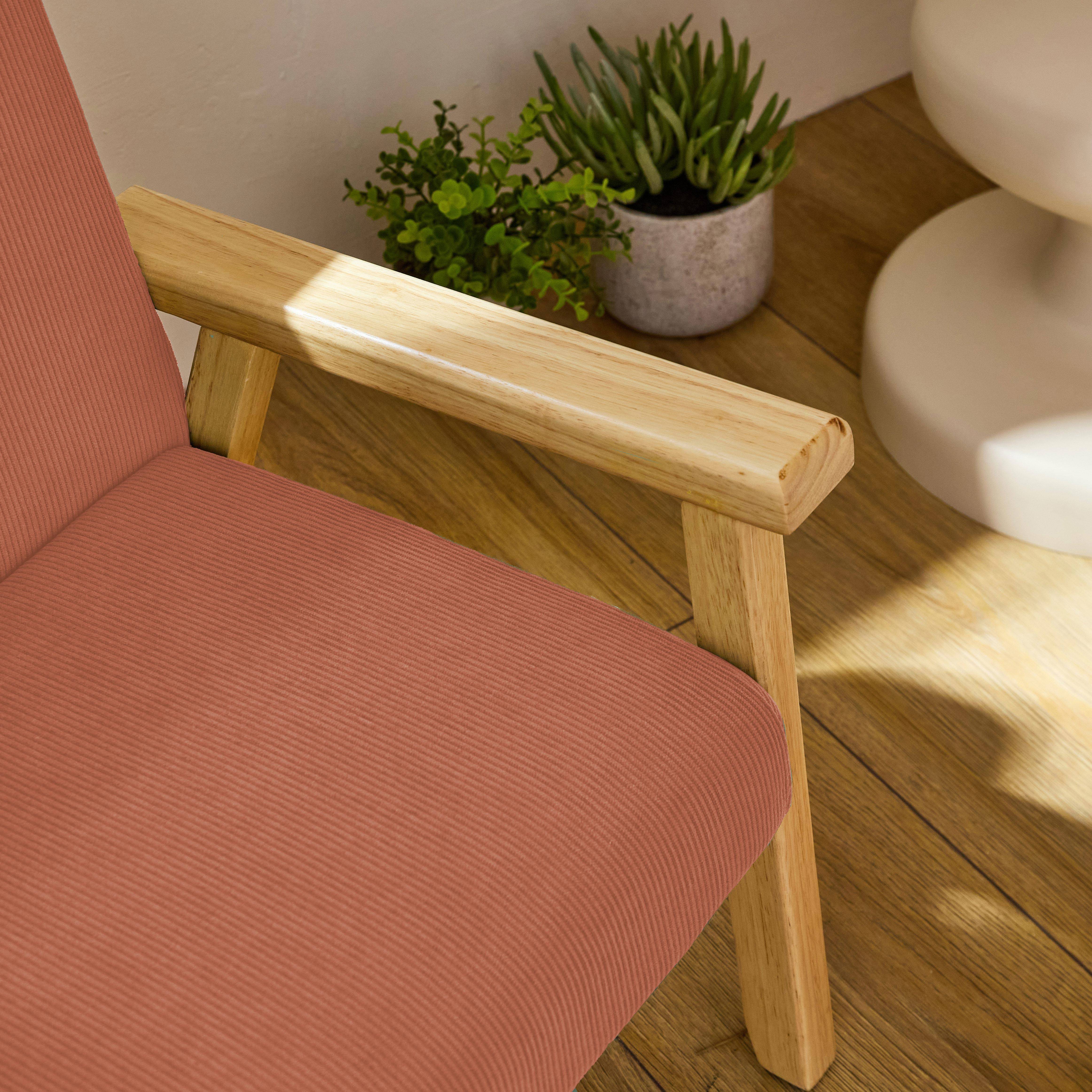 Kinderfauteuil in hout en terracotta ribfluweel, ISAK B 47 x D 43,5 x H 50cm,sweeek,Photo2