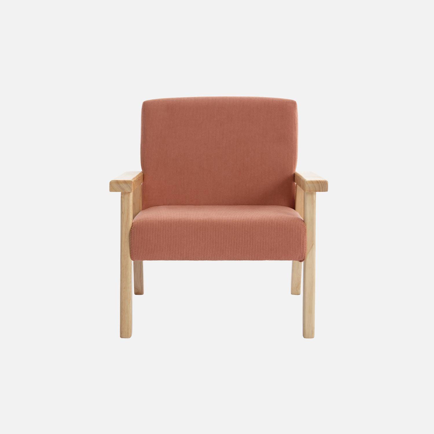 Fauteuil enfant en bois et velours côtelé terracotta, ISAK L 47 x P 43,5 x H 50cm Photo4