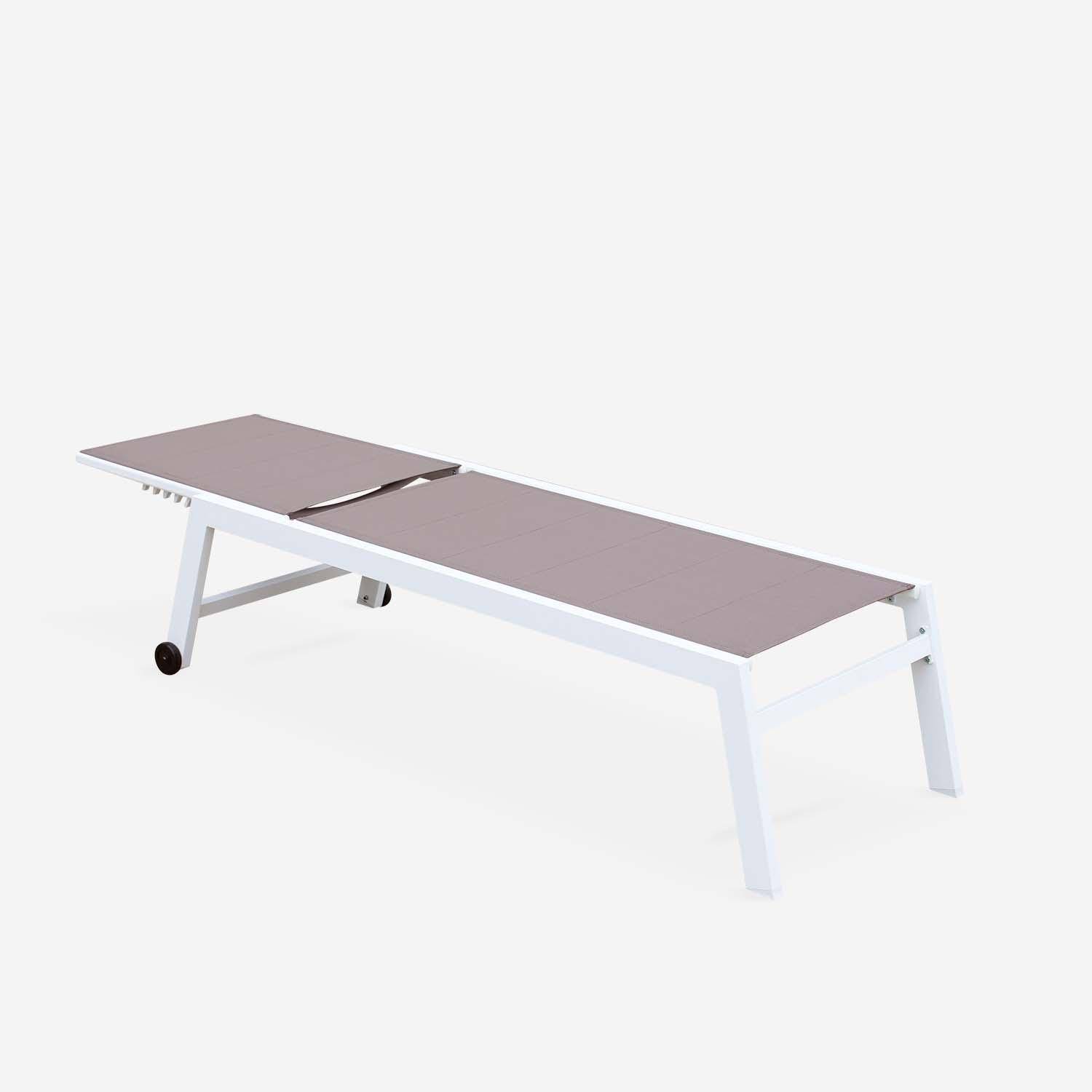 Pair of textilene and aluminium sun loungers, Solis x2, White, 202x65x43 cm,sweeek,Photo4