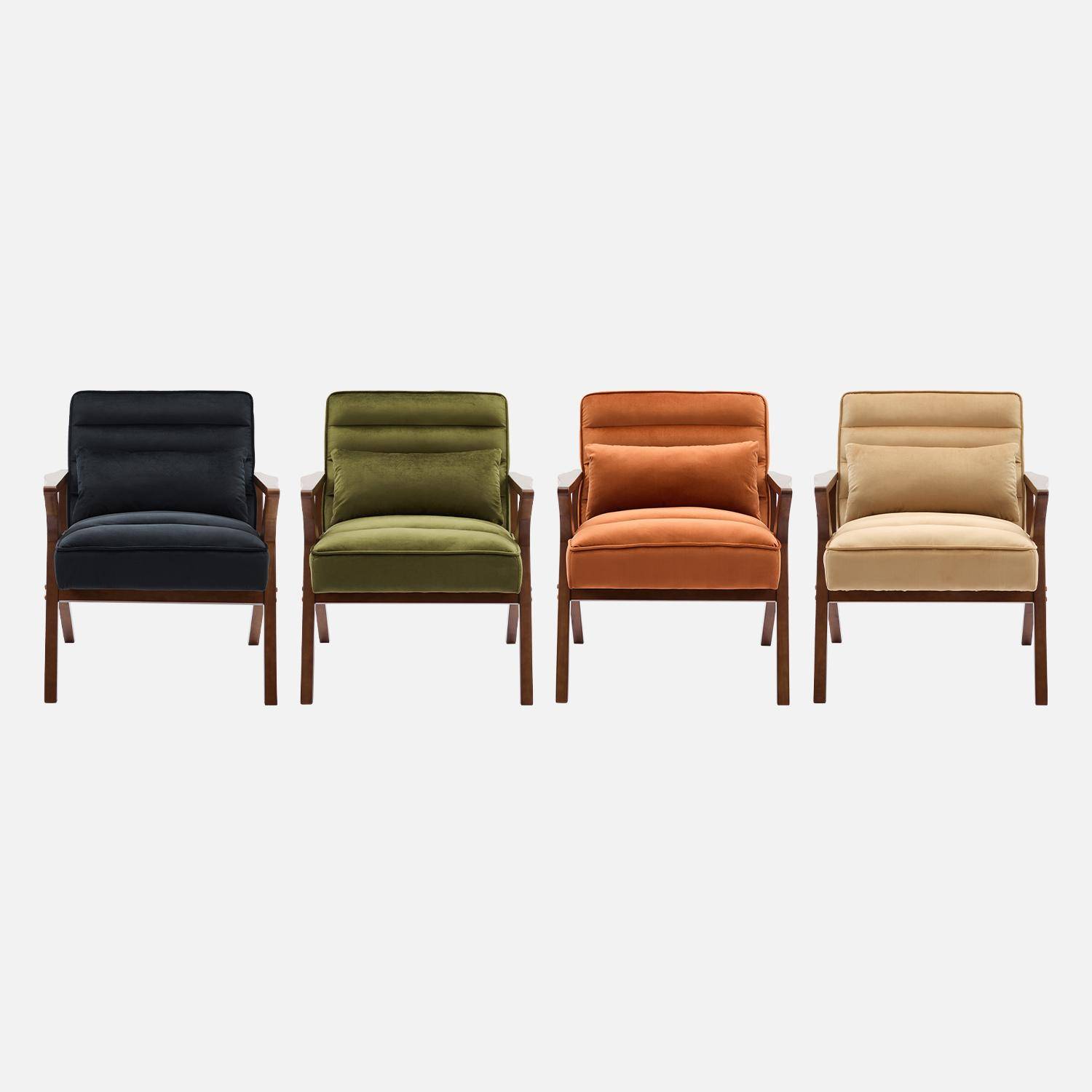 Fauteuil scandinave bois d'hévéa et velours noir,sweeek,Photo6