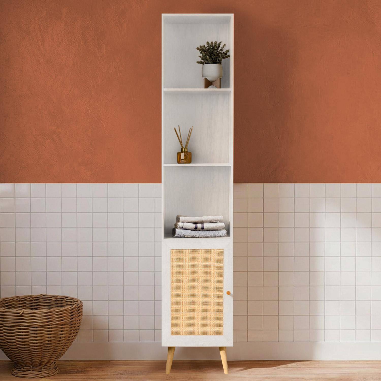 Columna de almacenamiento para cuarto de baño, Boheme, Blanco roto, 35x25x167 cm,sweeek,Photo1