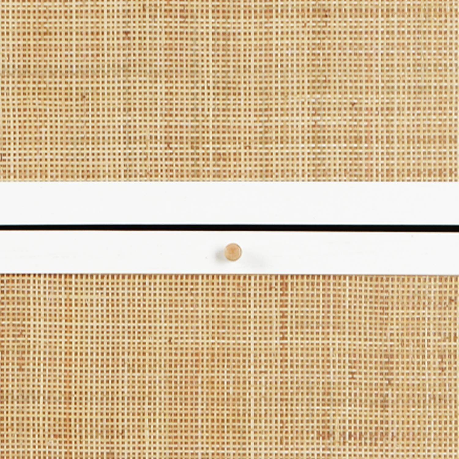 Schoenenkast met 3 kleplades houtdecor en rotan 75cm wit - Bohème Photo5