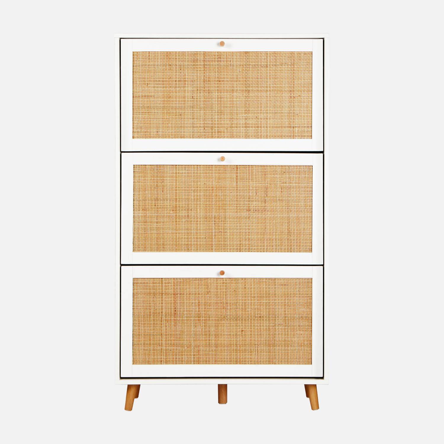 Mueble zapatero de caña, Boheme, Blanco, 75x26x131 cm,sweeek,Photo6
