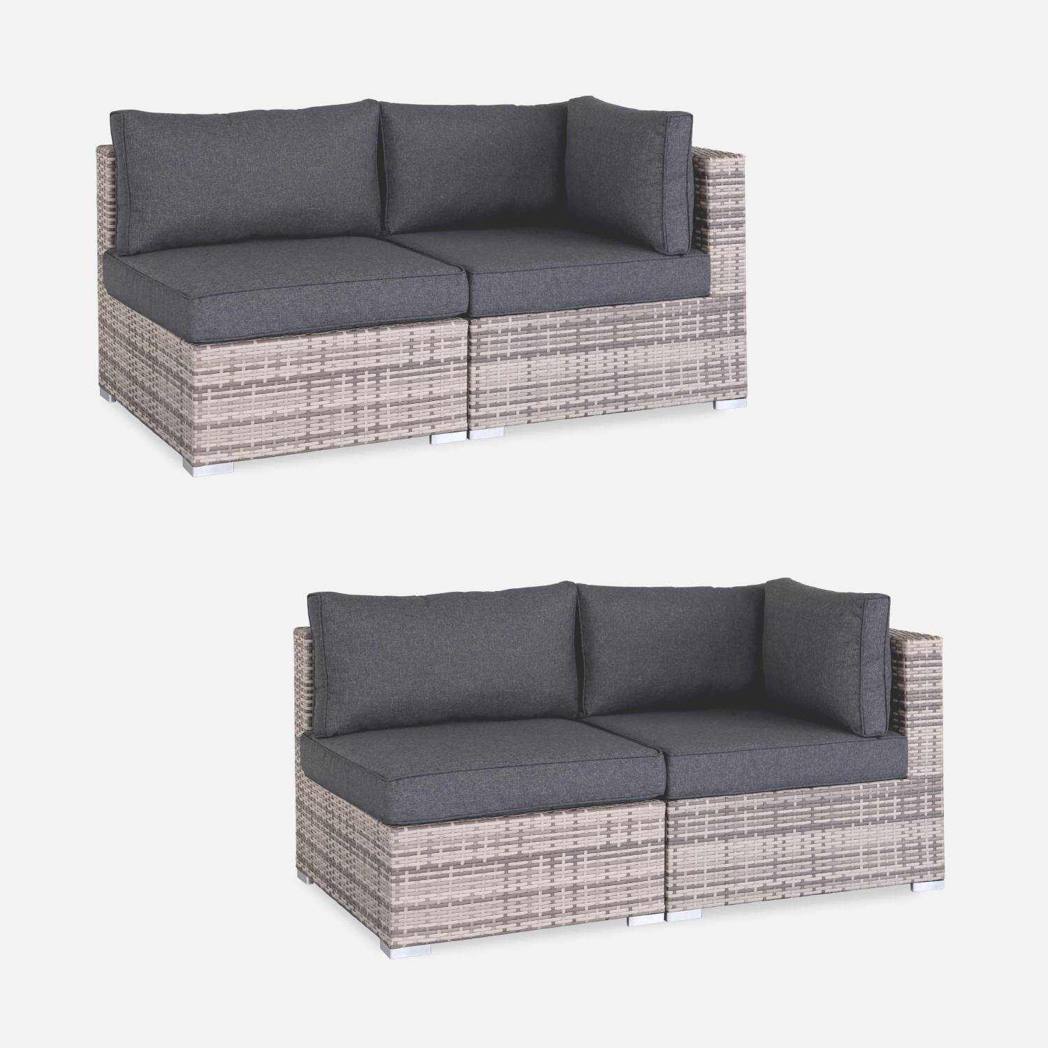 4 fauteuils modulables nuances de gris, coussins gris | sweeek