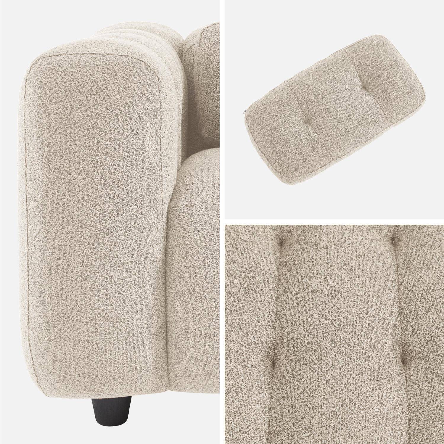 1-zits fauteuil in beige boucléstof met eucalyptushout en multiplex onderstel Photo4