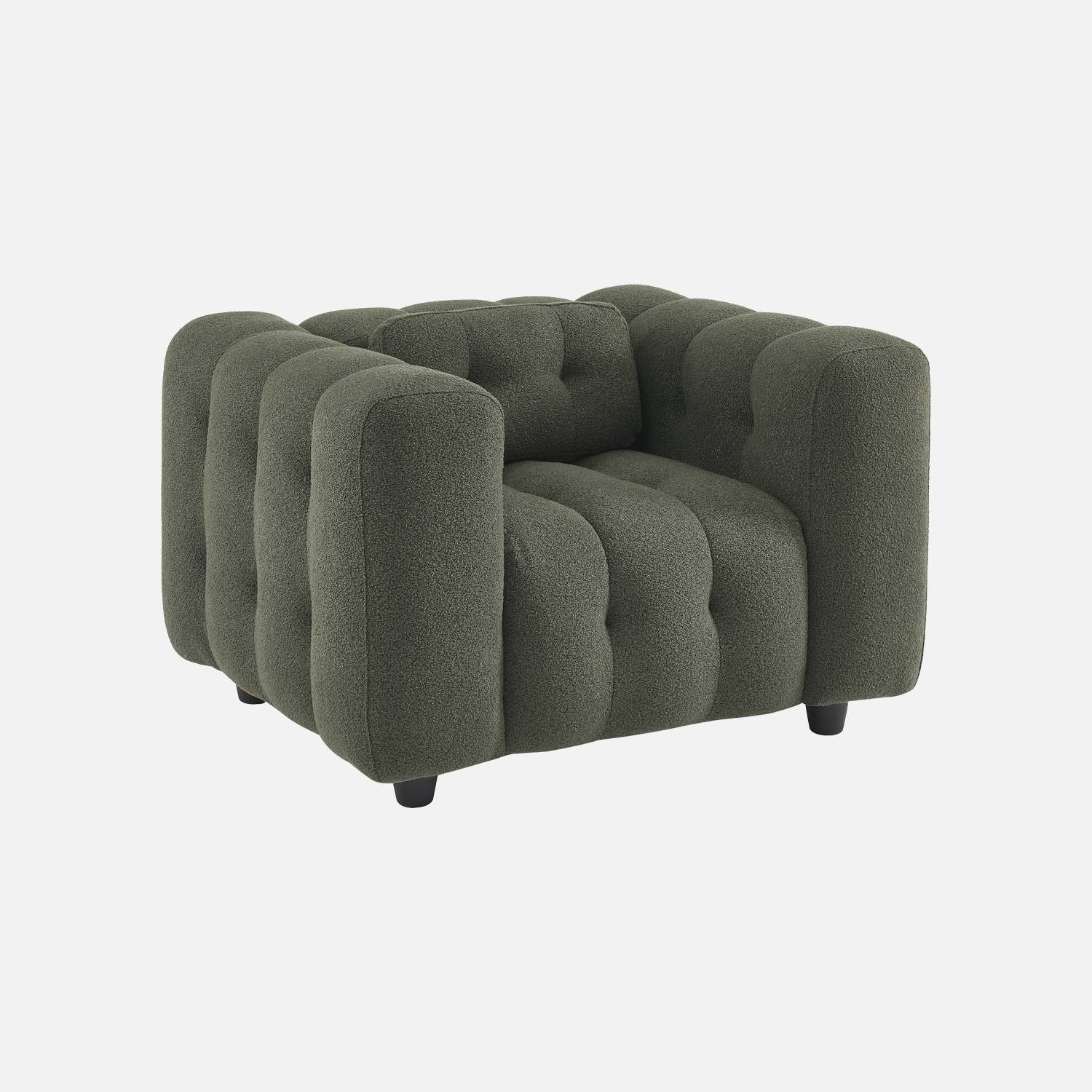 Sillón tapizado en tejido borreguito, 1 plaza, Kaki oscuro