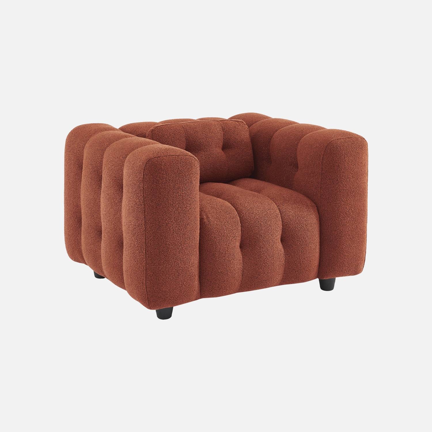 1-zits fauteuil in terracotta boucléstof I sweeek