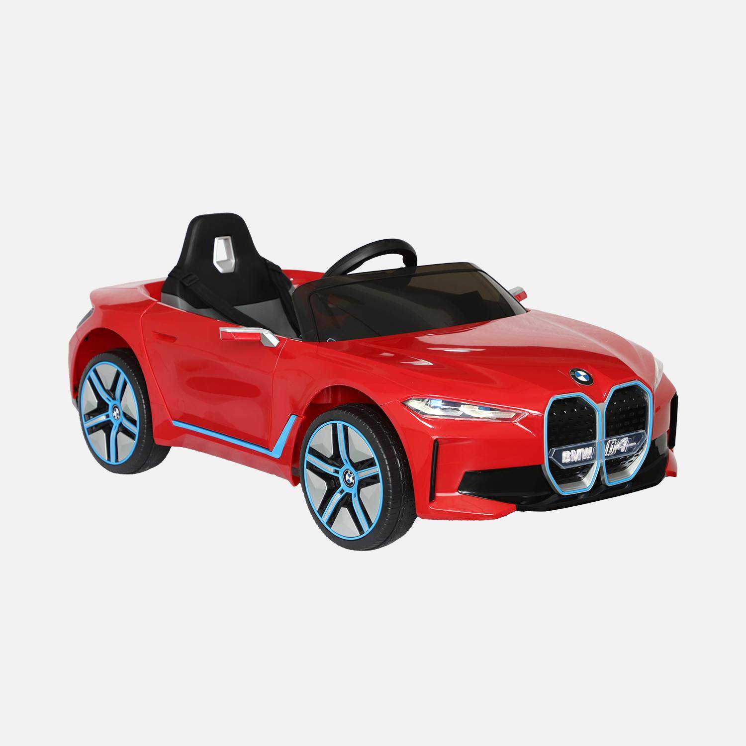 BMWi4 12V elektrische kinderauto, 1 zitplaats, rood Photo1