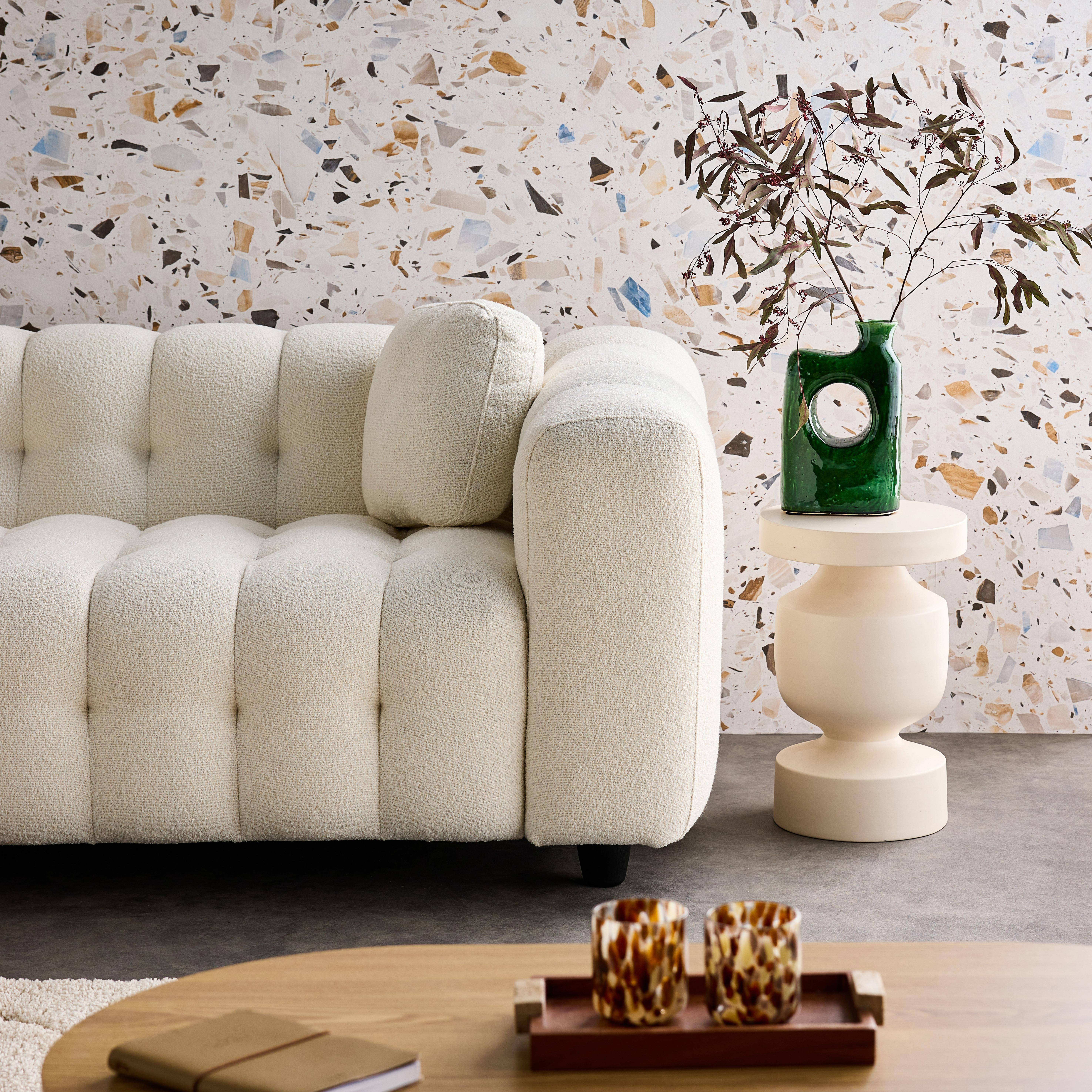 Verstelbare hoekbank, 3-4 zits, beige, boucléstof, eucalyptushout en multiplex structuur Photo3