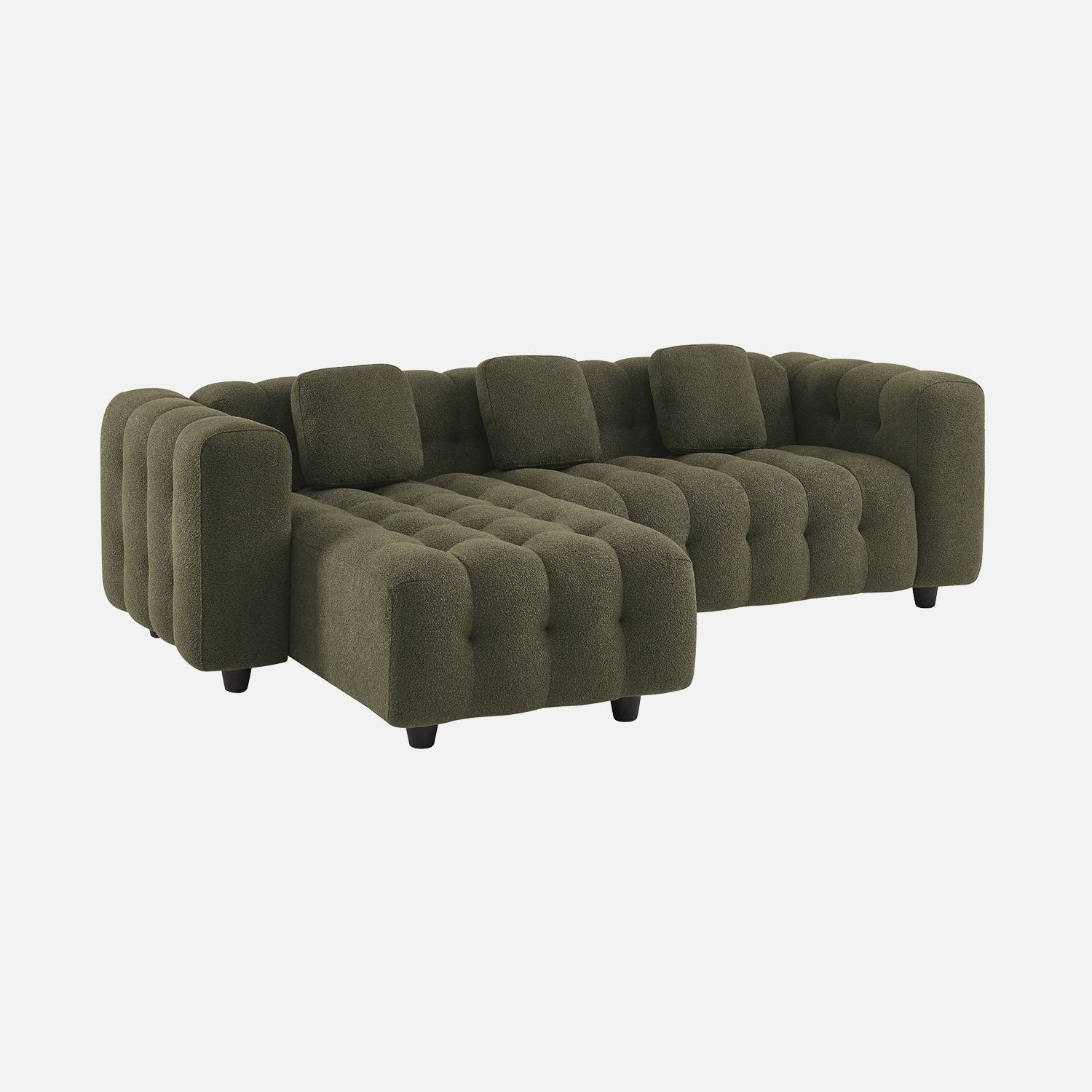 Ecksofa 3-4-Sitzer, Bouclébezug in khaki