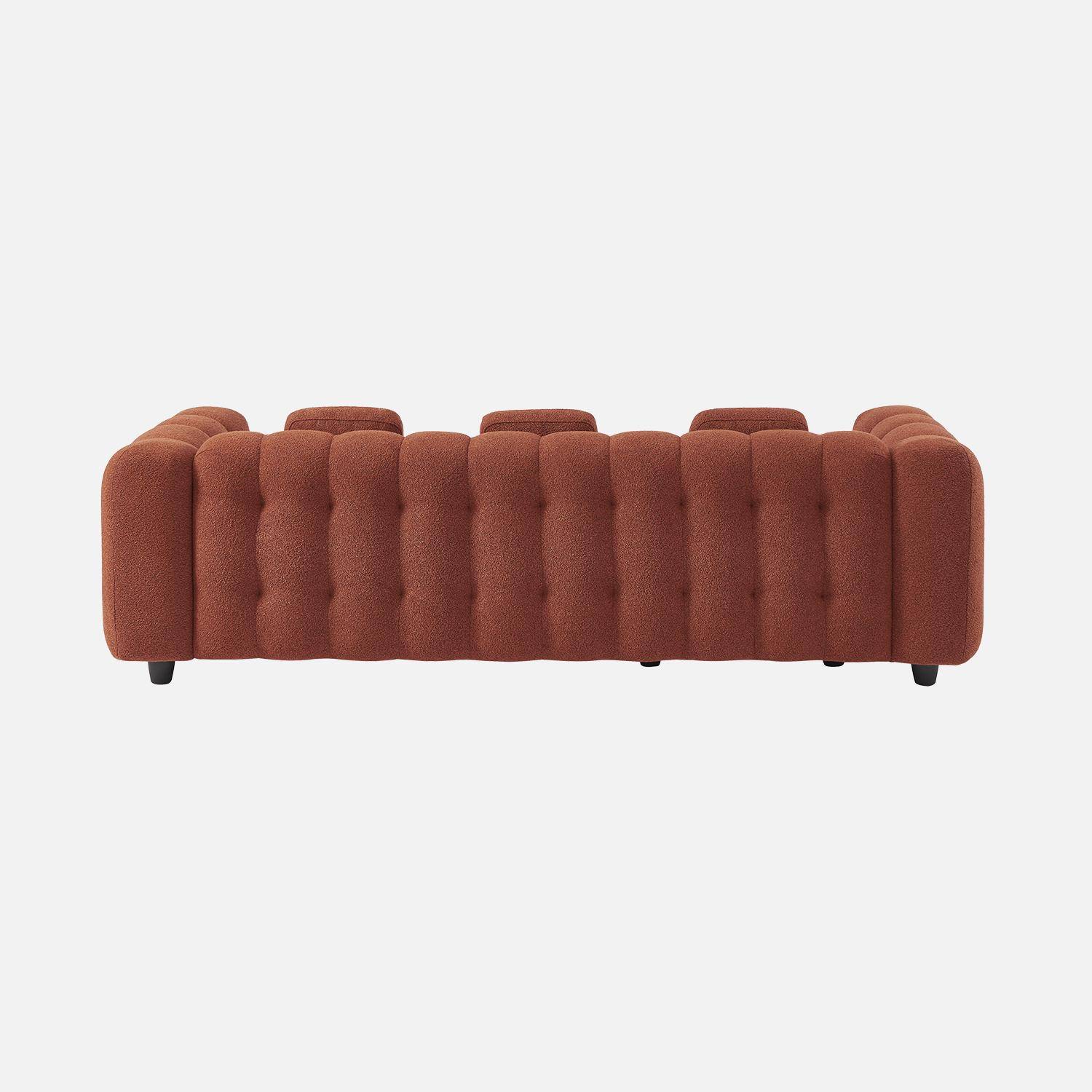 Canapé d'angle réversible 3-4 places bouclette texturée, terracotta, capitonné structure bois d'eucalyptus et contreplaqué ,sweeek,Photo7