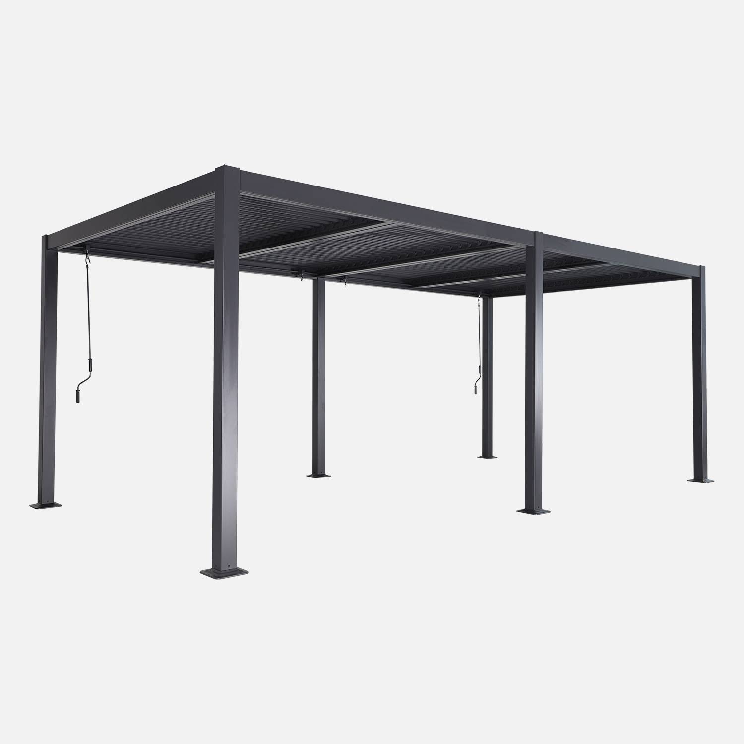 Pérgola bioclimática, alumínio e aço, 3x6m, lâminas ajustáveis, Anthracite