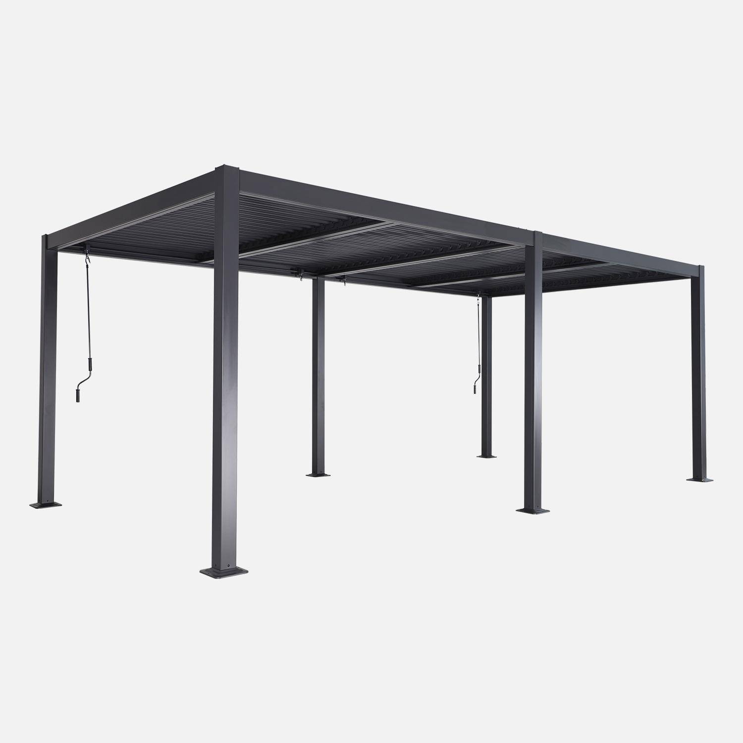 Pergola bioclimatique anthracite, aluminium et acier, 3x6m, lames orientables Photo1