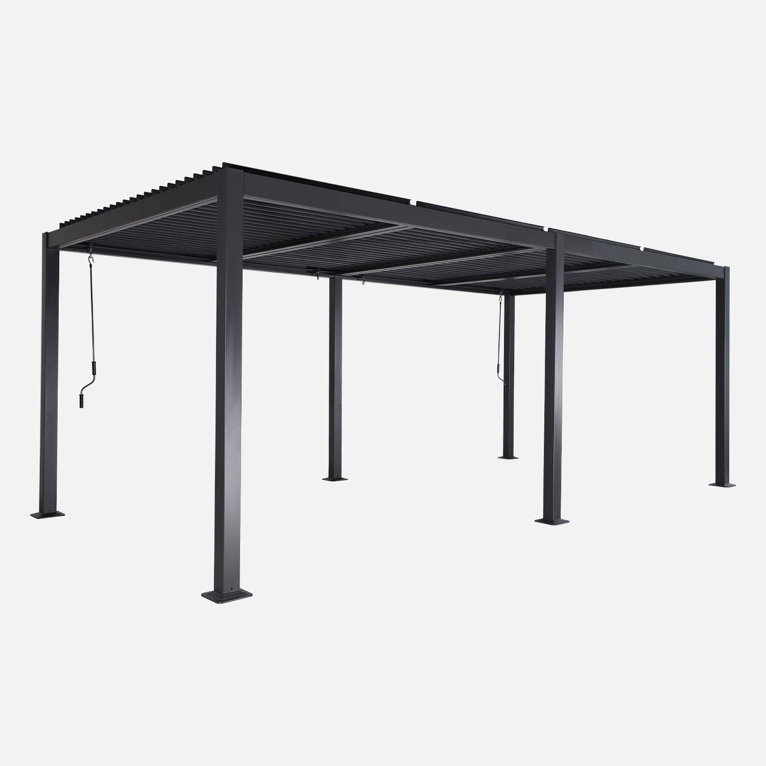 Pergola bioclimatique anthracite, aluminium et acier, 3x6m, lames orientables Photo2