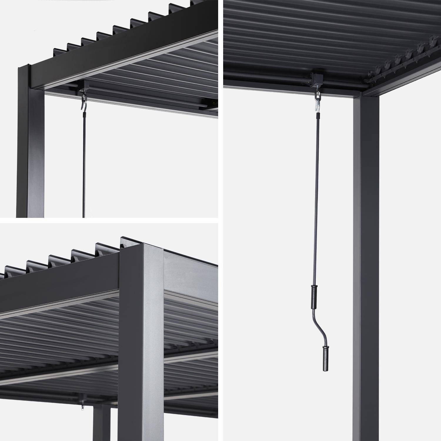 Bioklimatologische pergola in antraciet, aluminium en staal, 3x6m, verstelbare lamellen Photo5