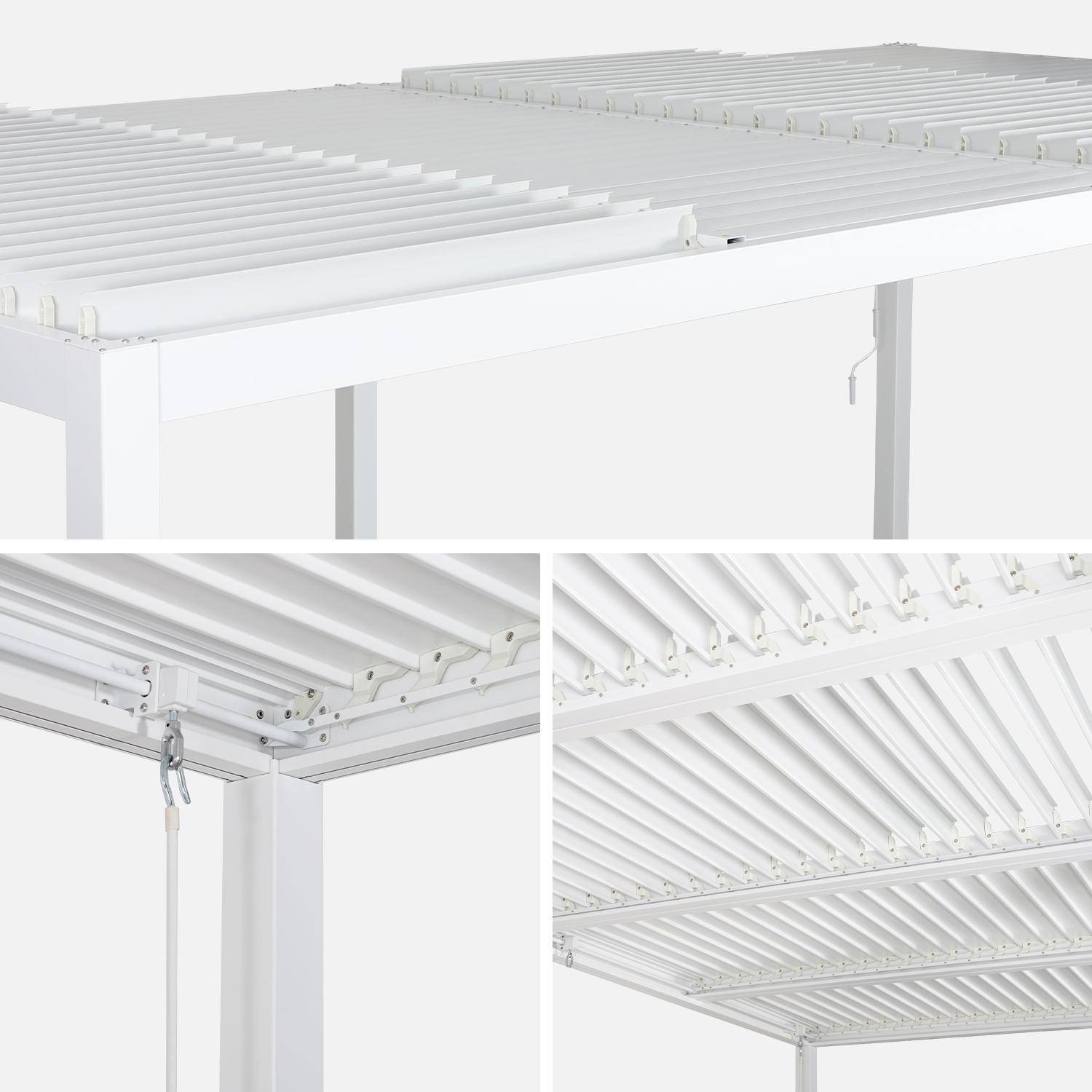 Pergola bioclimatique blanc, aluminium et acier, 3x6m, lames orientables Photo4