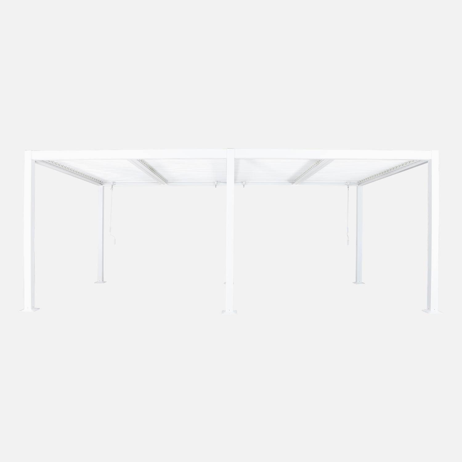 Pergola bioclimatique blanc, aluminium et acier, 3x6m, lames orientables Photo3