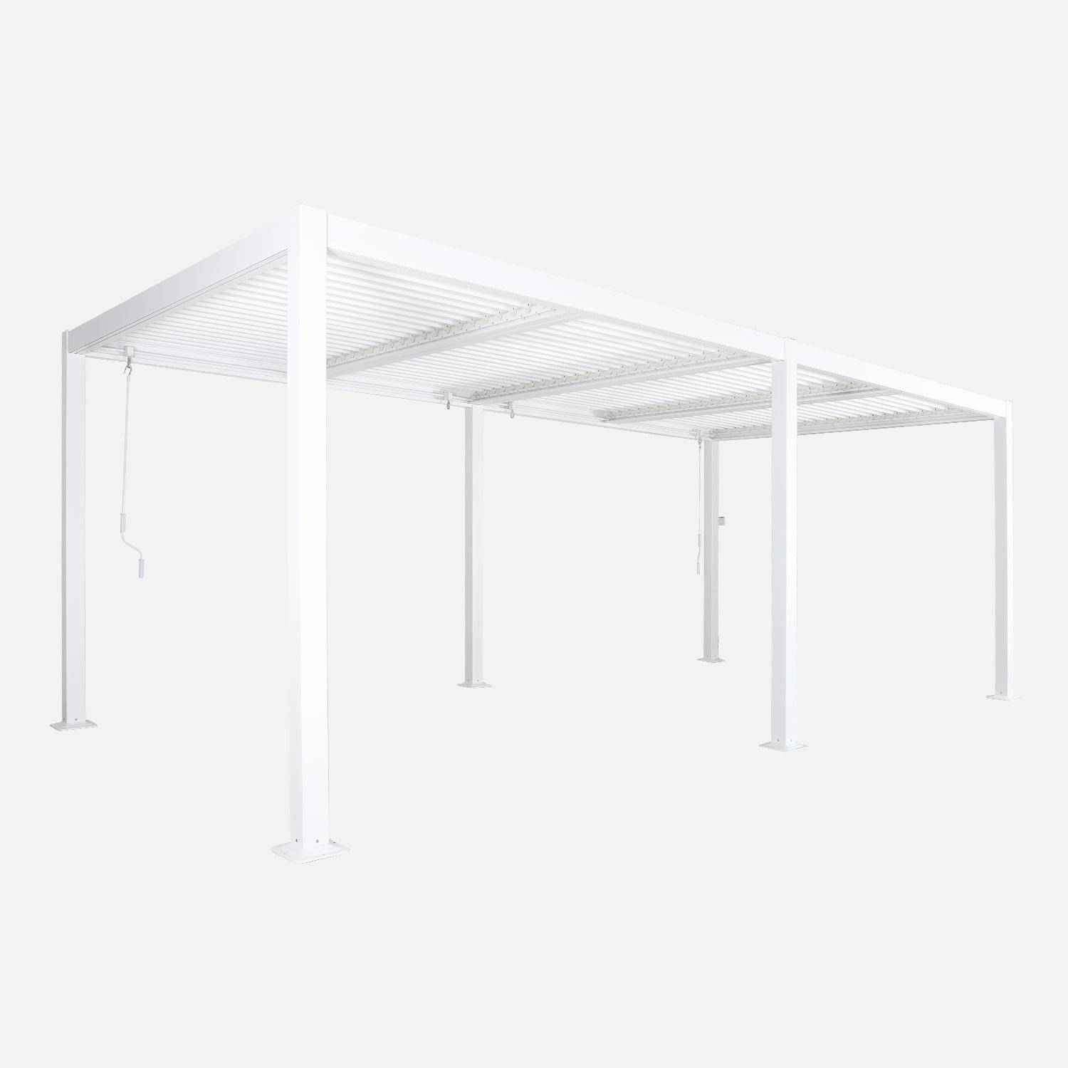 Witte bioklimatologische pergola, aluminium en staal, 3x6m, verstelbare lamellen Photo1