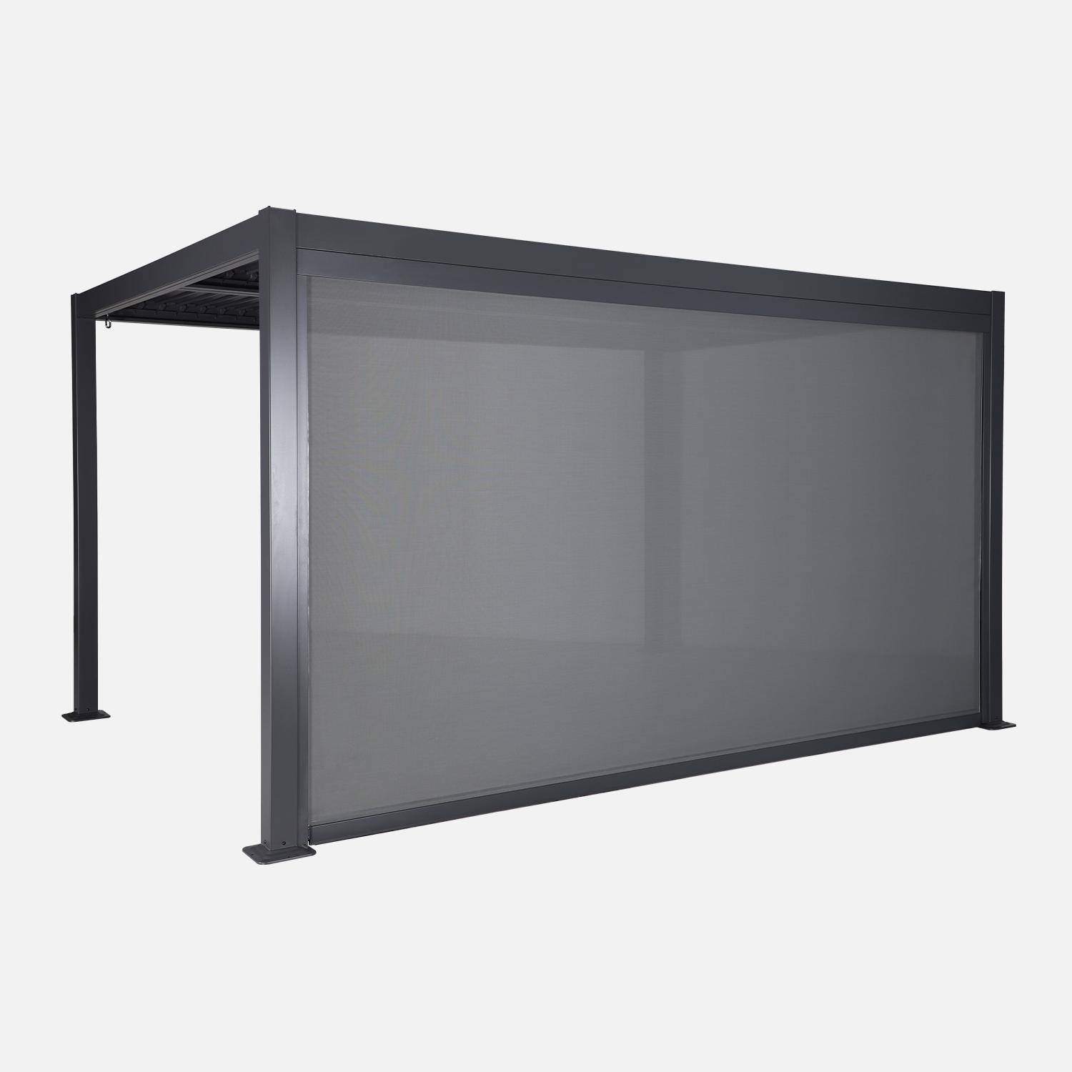 Estor lateral enrollable de aluminio y textileno para pérgola bioclimática, 4m Antracita - 381x209x209 cm,sweeek,Photo4