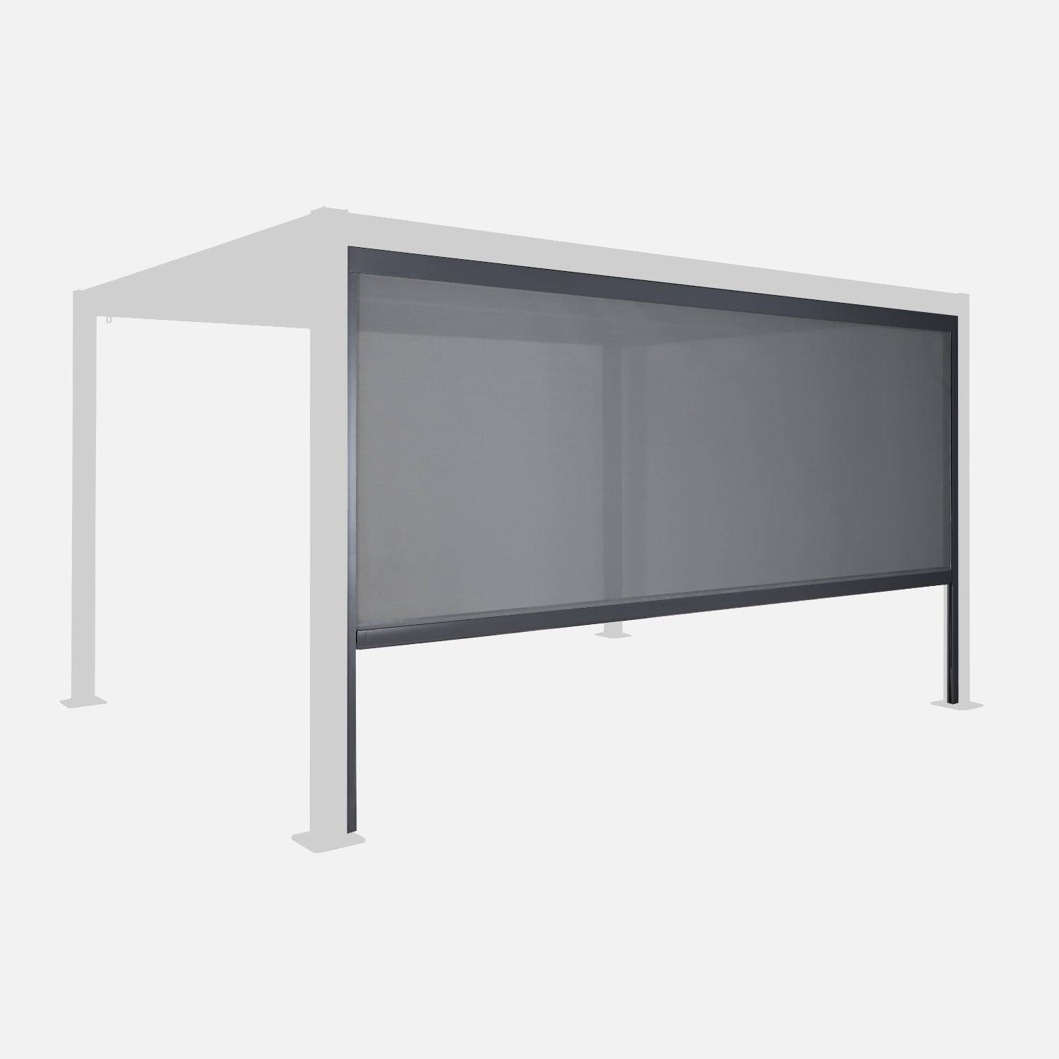 Estor lateral enrollable de aluminio y textileno para pérgola bioclimática, 4m Antracita - 381x209x209 cm,sweeek,Photo3