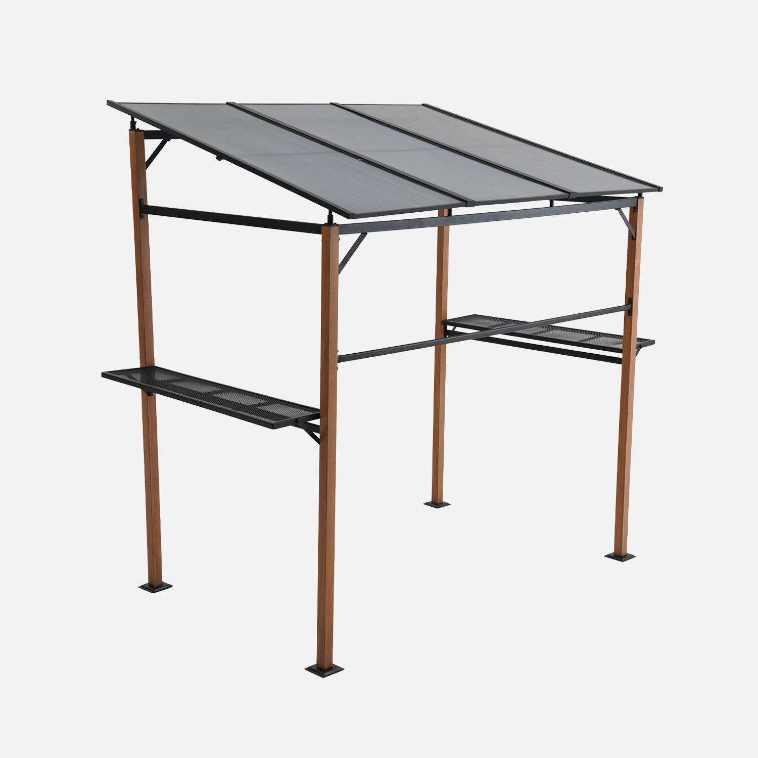 Abri de barbecue, gazebo pour barbecue, 2 tables latérales, gris,sweeek,Photo3