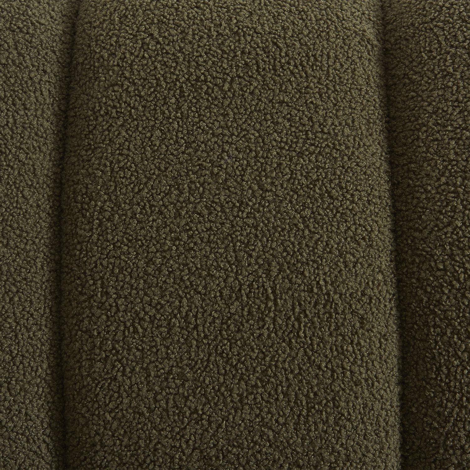 Armchair with rounded wooden legs and khaki bouclette fabric Photo6