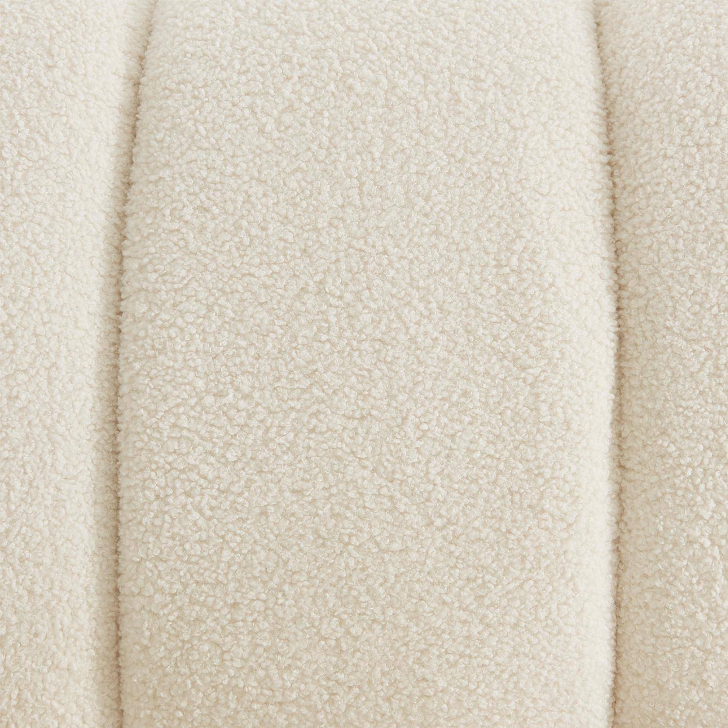 Wooden armchair with rounded legs in boucle fabric, Angel, White, 78x90x79 cm Photo6