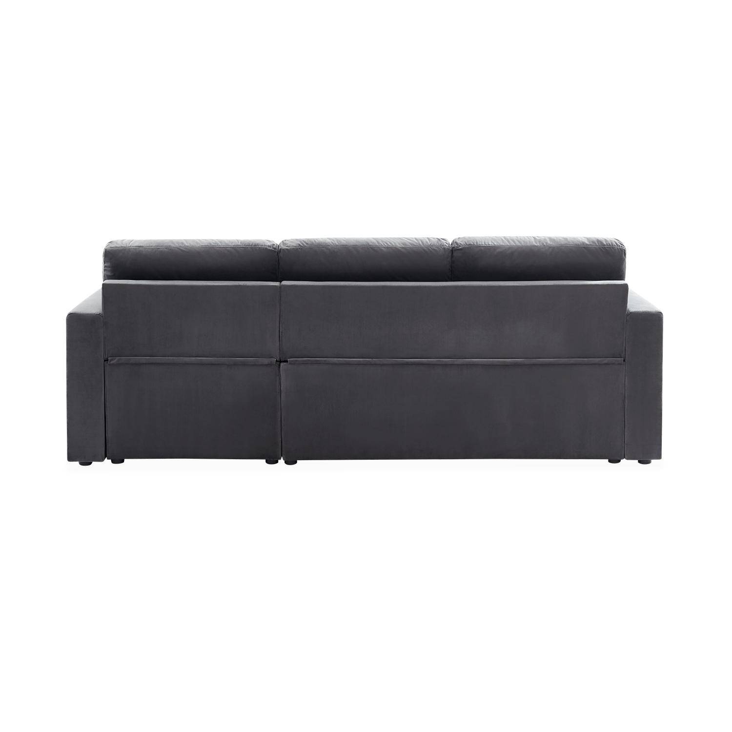 3-seater reversible corner sofa bed with storage Charcoal Grey 220x146x83 cm - Ida velvet,sweeek,Photo6