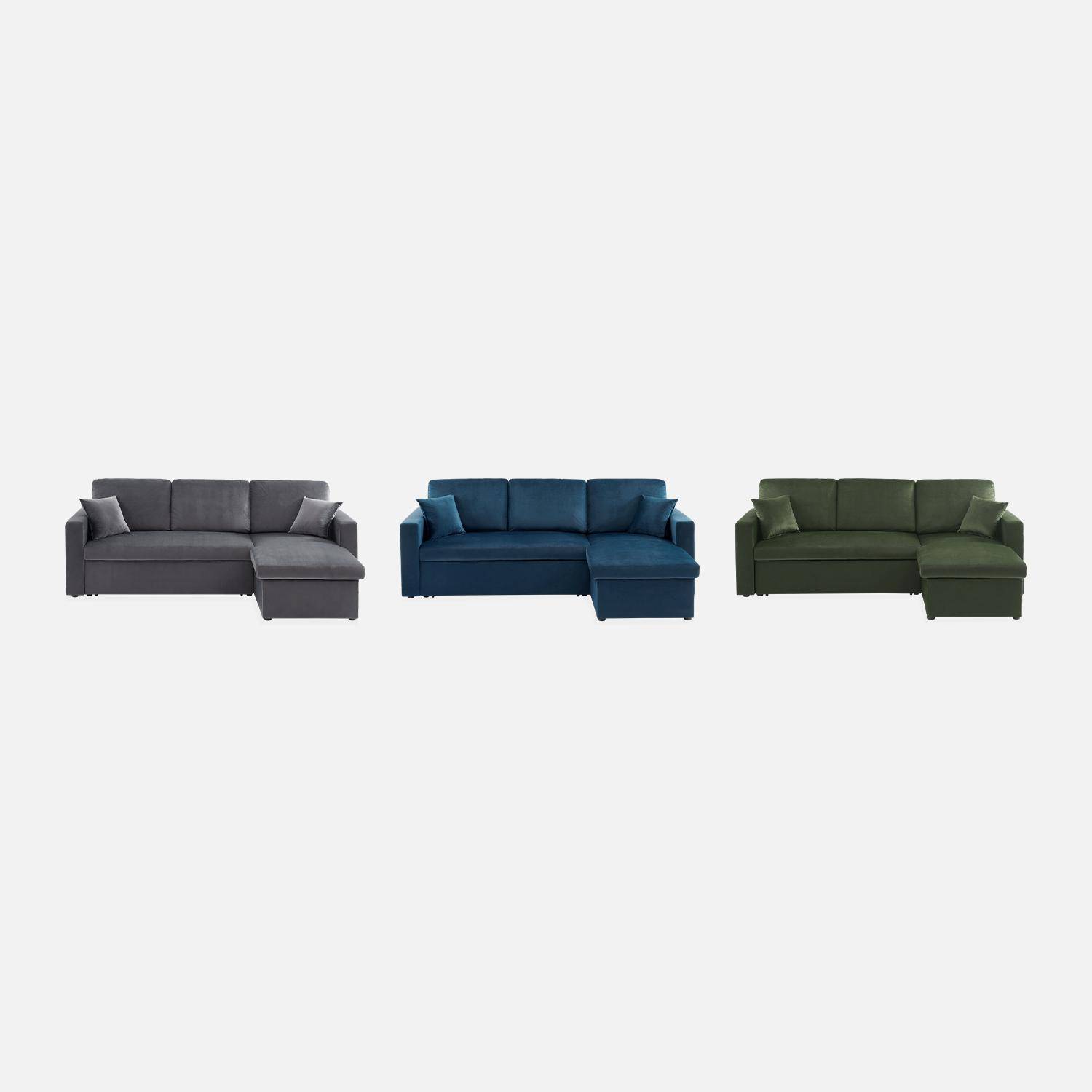 3-seater reversible corner sofa bed with storage, Ida velvet, Charcoal Grey, 219x147x68 cm Photo7