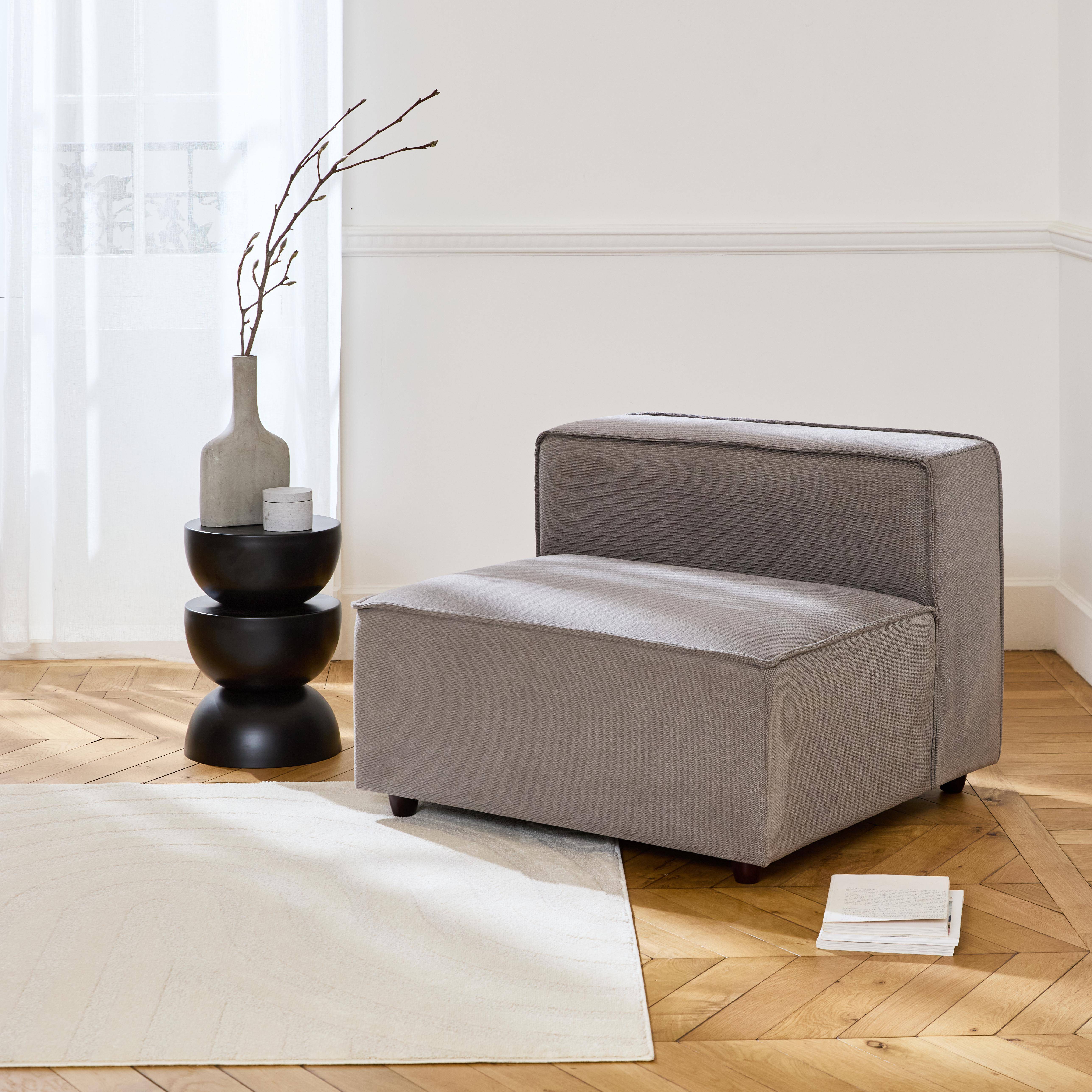 Armchair with water-repellent fabric seat, module for modular sofa, Sense, Light Grey, 91x91x68 cm Photo2