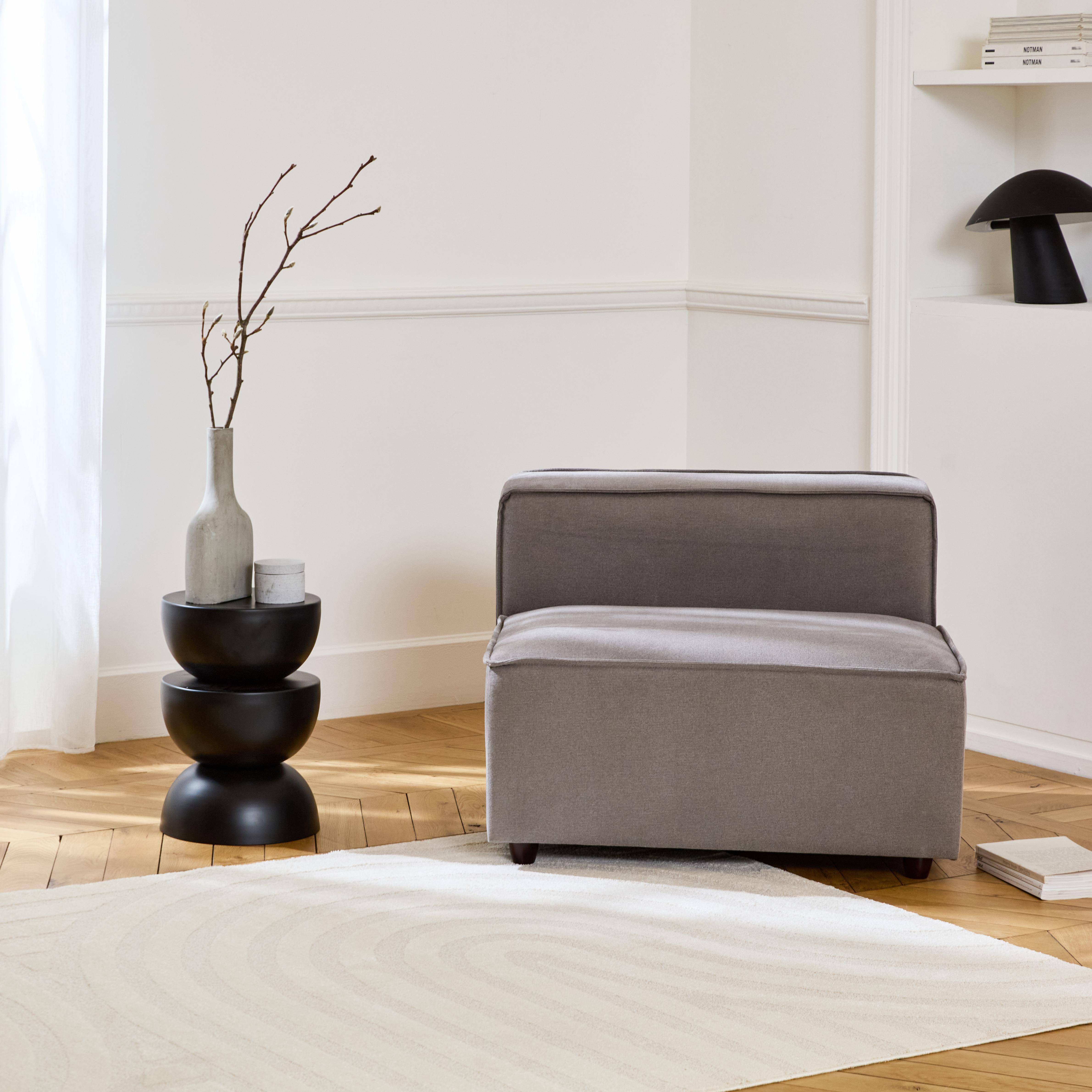 Armchair with water-repellent fabric seat, module for modular sofa, Sense, Light Grey, 91x91x68 cm Photo1