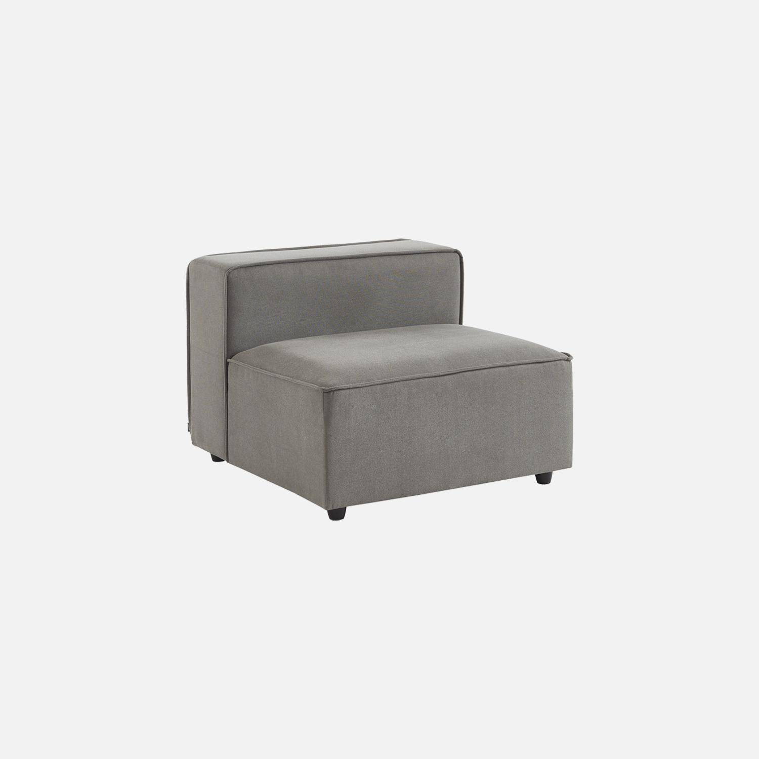 Armchair with water-repellent fabric seat, module for modular sofa, Sense, Light Grey, 91x91x68 cm Photo3