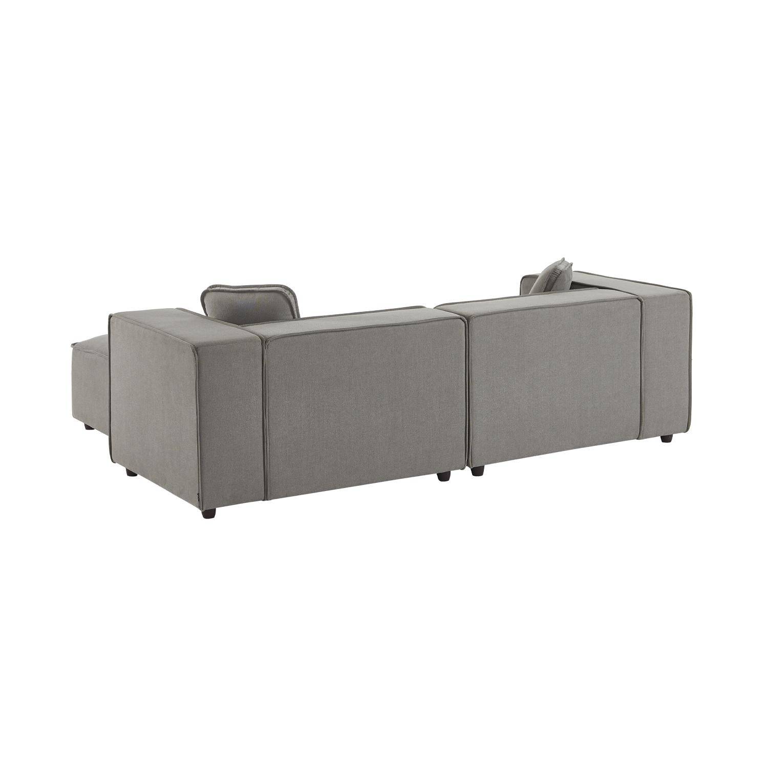 Modular sofa in grey fabric, 2-3 seater, water-repellent, 2 corners + 1 footstool,sweeek,Photo5
