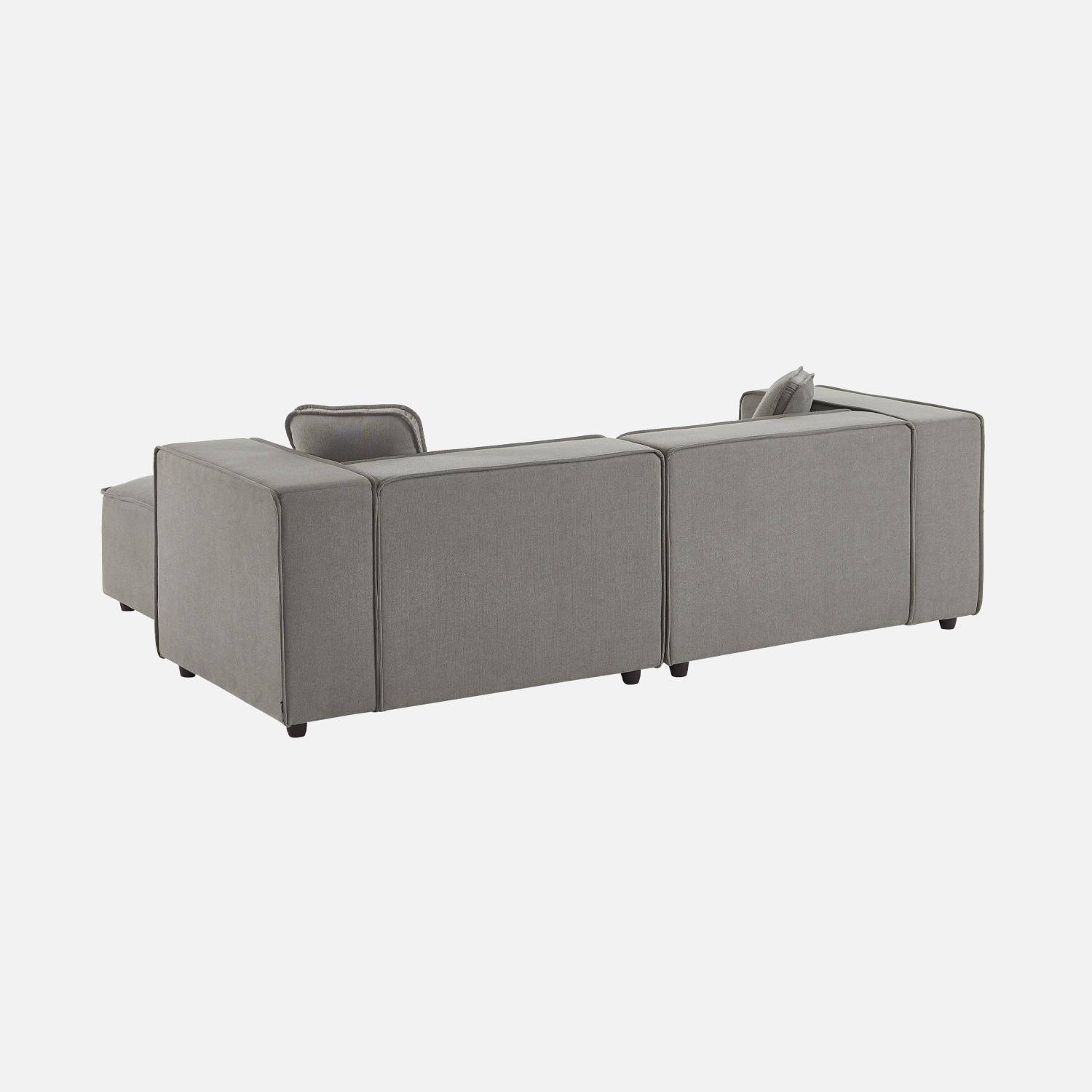 Modular sofa in grey fabric, 2-3 seater, water-repellent, 2 corners + 1 footstool Photo5