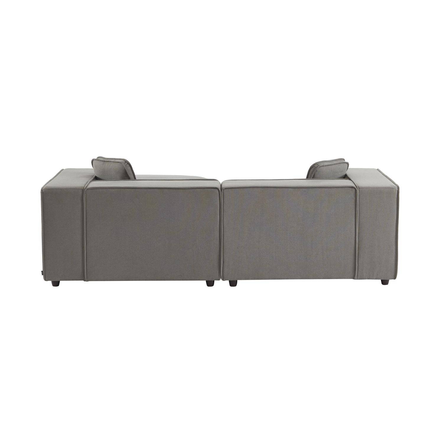 Modular sofa in grey fabric, 2-3 seater, water-repellent, 2 corners + 1 footstool Photo6