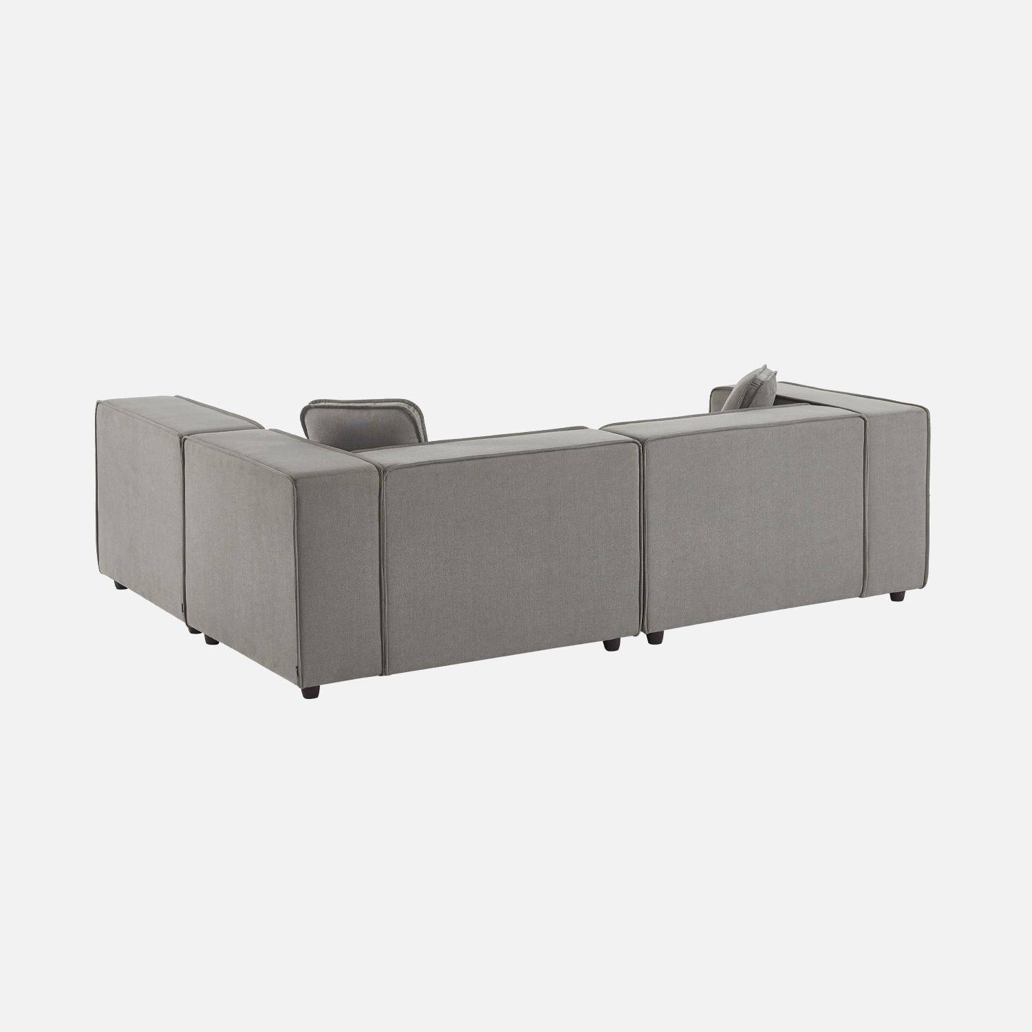 Modular sofa in water-repellent grey fabric for 3-4 people, 2 corners + 1 seat + 1 footstool,sweeek,Photo9