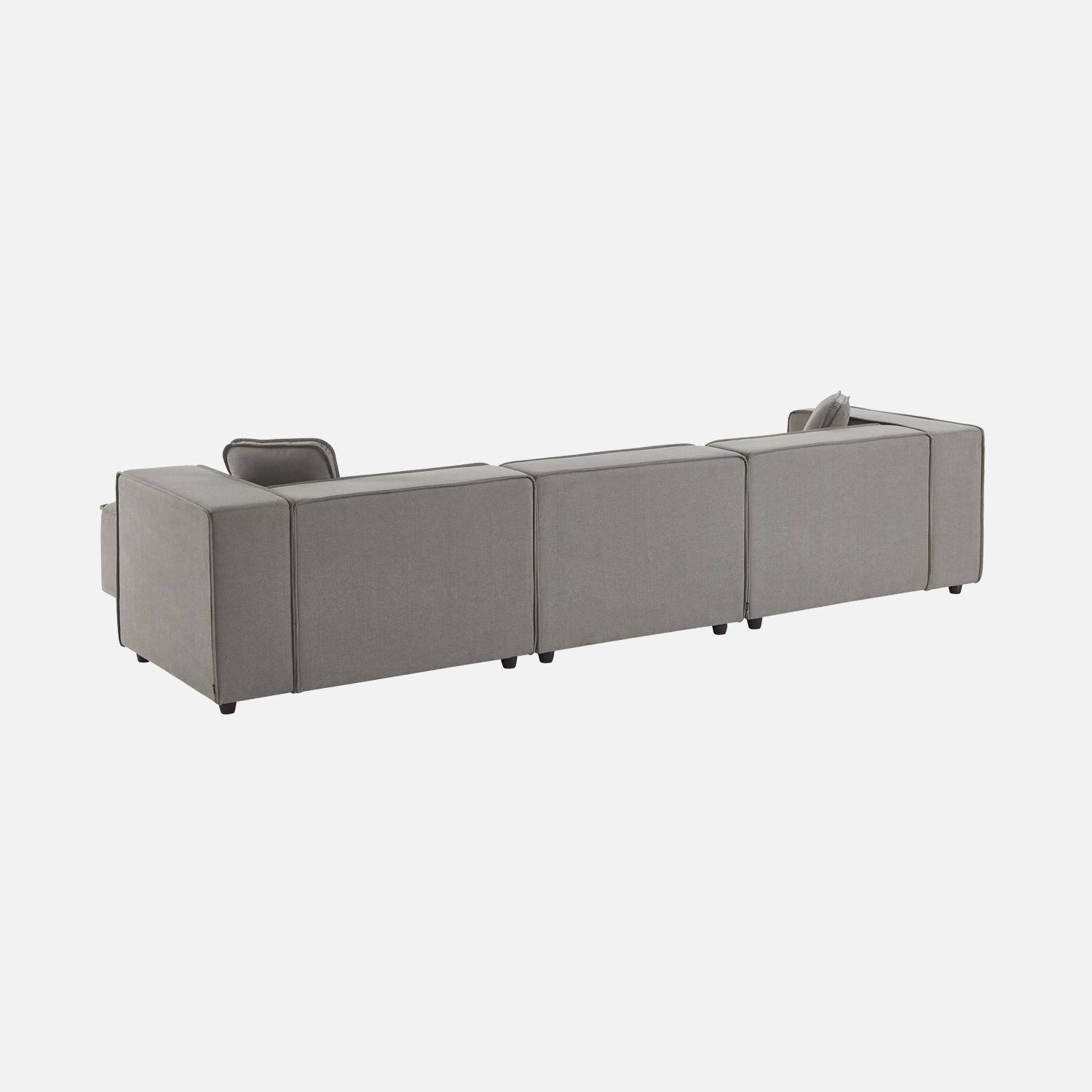 Modular sofa in water-repellent grey fabric for 3-4 people, 2 corners + 1 seat + 1 footstool Photo7